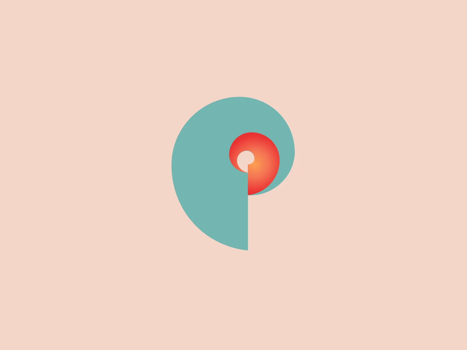 The Pitmans Law logo features a modern and minimalistic design, comprising of a large aqua-colored circle partially overlaid with a smaller, centered circle that graduates in color from burnt orange to a lighter, sun-kissed hue. Between these two circles, a sliver of white space mimics the circular shape, giving the impression of a crescent moon or a solar eclipse. The design is flat with no gradients or shadows, giving it a contemporary and clean appearance that communicates a sense of innovation and simplicity.