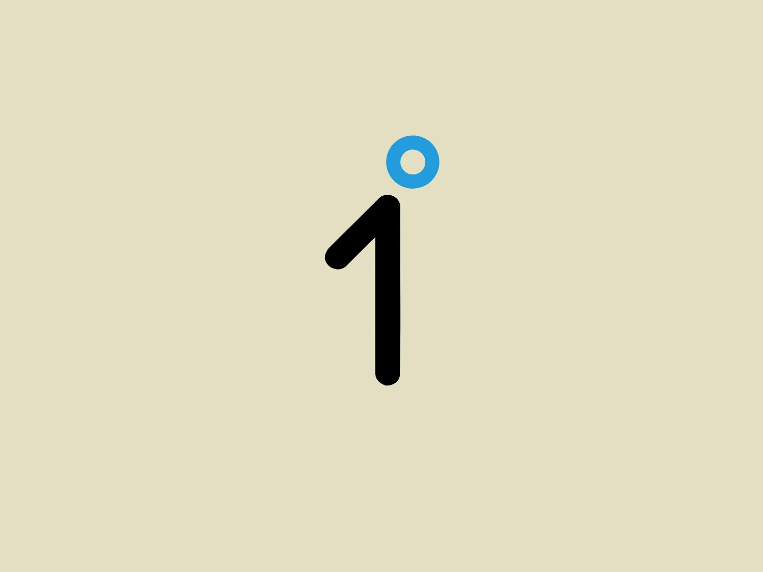 The 1 Degree logo features a bold, black stylized numeral "1" with a bright blue circle above it, alluding to precision, innovation, and a starting point. The minimalistic and modern design offers a clean and straightforward appeal, making it suitable for subtle backgrounds.
