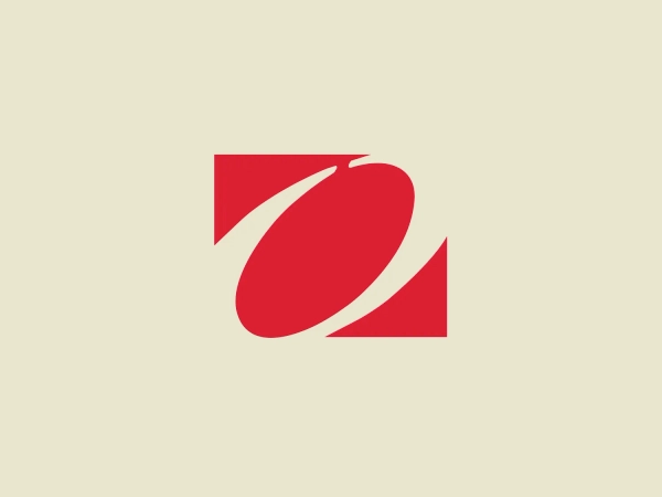 The Ohaus logo is a stylized, abstract design resembling a dynamic letter or symbol. Two overlapping shapes create a sense of movement or rotation, and the bold, deep red color gives it a strong and energetic feel. The arrangement of the shapes forms a negative space in the center, adding visual interest to the design. Overall, the aesthetic is modern and clean, with a minimalistic approach that avoids unnecessary details or embellishments.