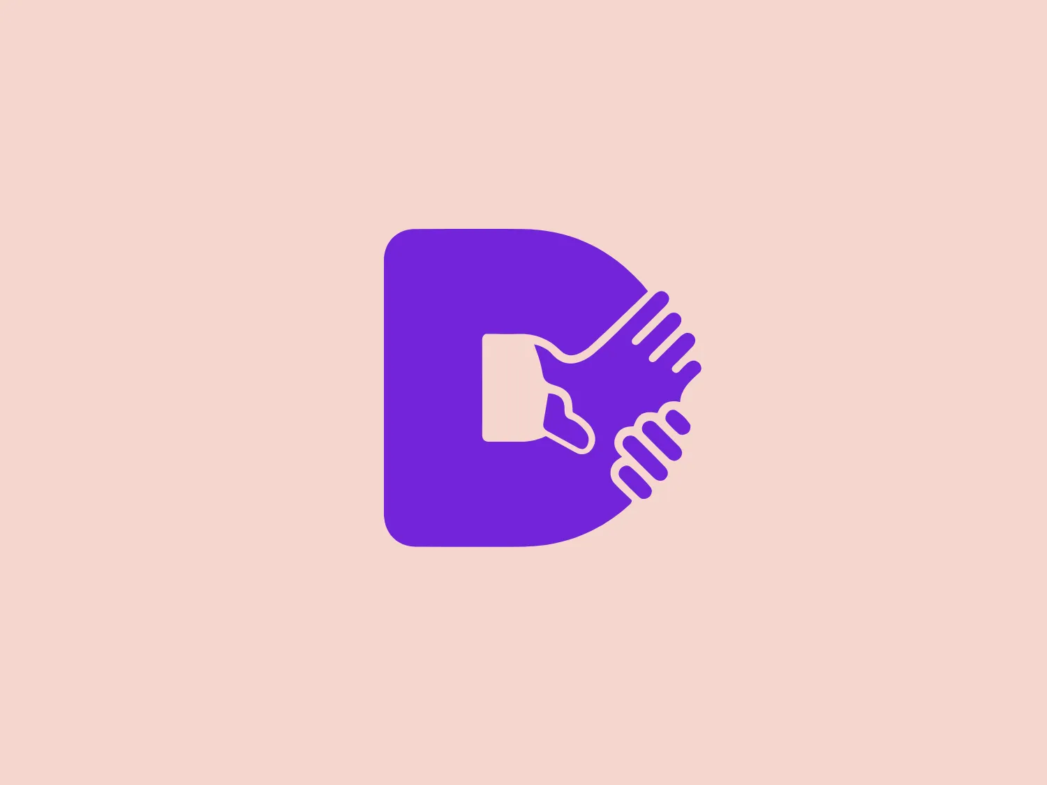 The Data Donors logo features a stylized depiction of a handshake, signifying partnership or agreement, set against a rounded backdrop. The handshake is comprised of a white, simplistic hand design on the left merging with a series of horizontal lines on the right, implying motion or the other hand in the handshake. The logo employs a striking, solid purple color that suggests creativity and originality. The overall design aesthetic is modern and minimalist with clean lines and a friendly, approachable feel.