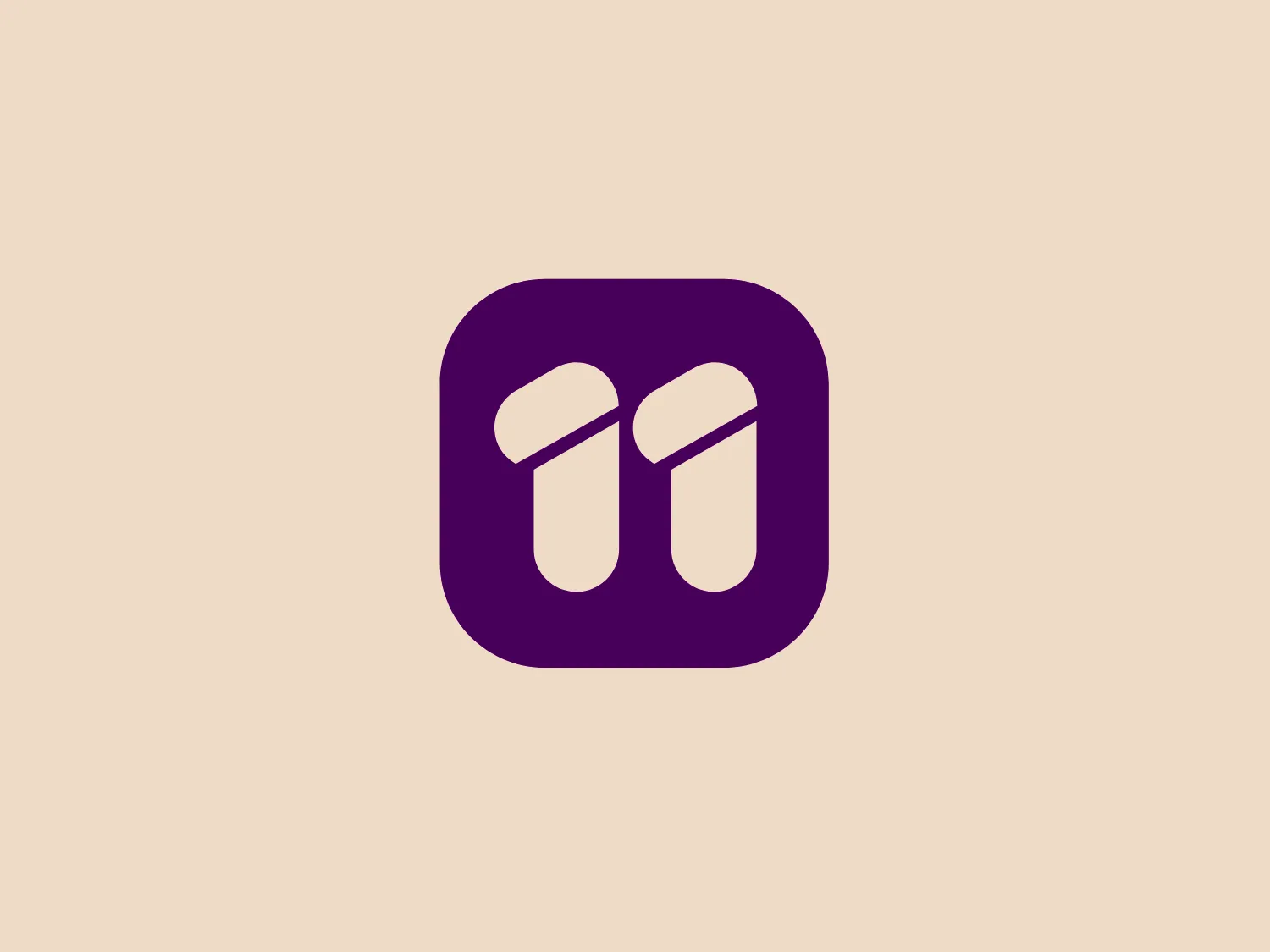The Channel Eleven logo features a stylized representation of two pill capsules within a rounded square frame. The design adopts a simplistic and modern aesthetic through the use of clean lines and rounded shapes. The capsule shapes are arranged side by side and are rendered in a flat, solid white color that contrasts sharply against a bold, purple background, providing a clear and striking visual effect. The logo's curvilinear forms convey a sense of smoothness and approachability, and the encapsulation within the square suggests compactness and stability.
