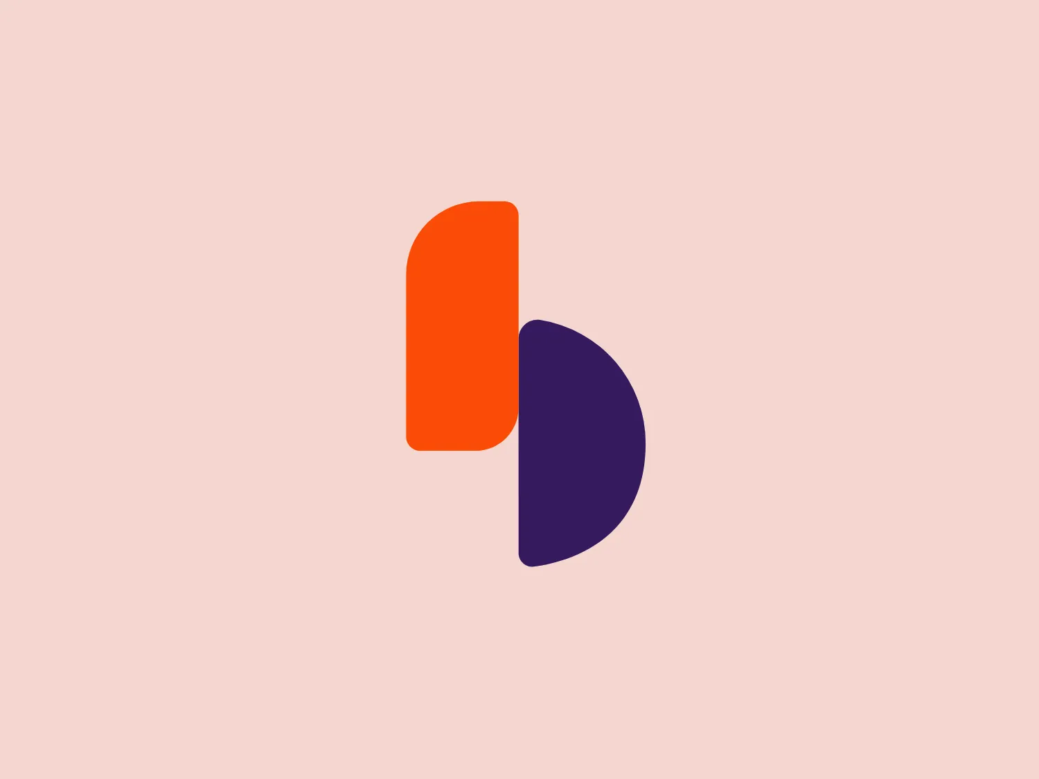 The Banco Bmg logo features a modern and minimalistic design, with a bright orange tall, narrow, rounded rectangle on the left and a deep purple quarter-circle on the right. The negative space created by the two shapes forms a letter 'b' or a numeral '6'. The bold color contrast and clean, uncluttered look make the logo visually striking.