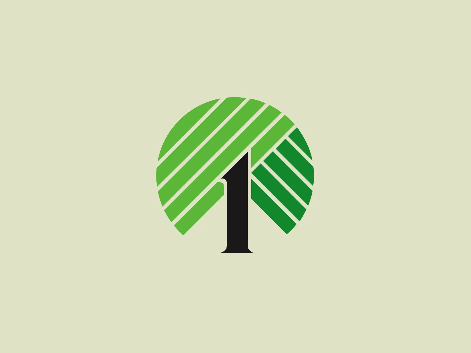 The logo for Dollar Tree features a modern and stylized design with the number "1" at the center. The circular backdrop is divided by diagonal stripes with alternating shades of green, creating a dynamic and abstract representation of a leaf or natural element. The "1" is bold and black, providing strong contrast against the green patterned circle. Its simplicity gives it a clean and professional look. The use of green signifies growth, freshness, or an ecological focus, which might suggest the brand's commitment to sustainability or nature.