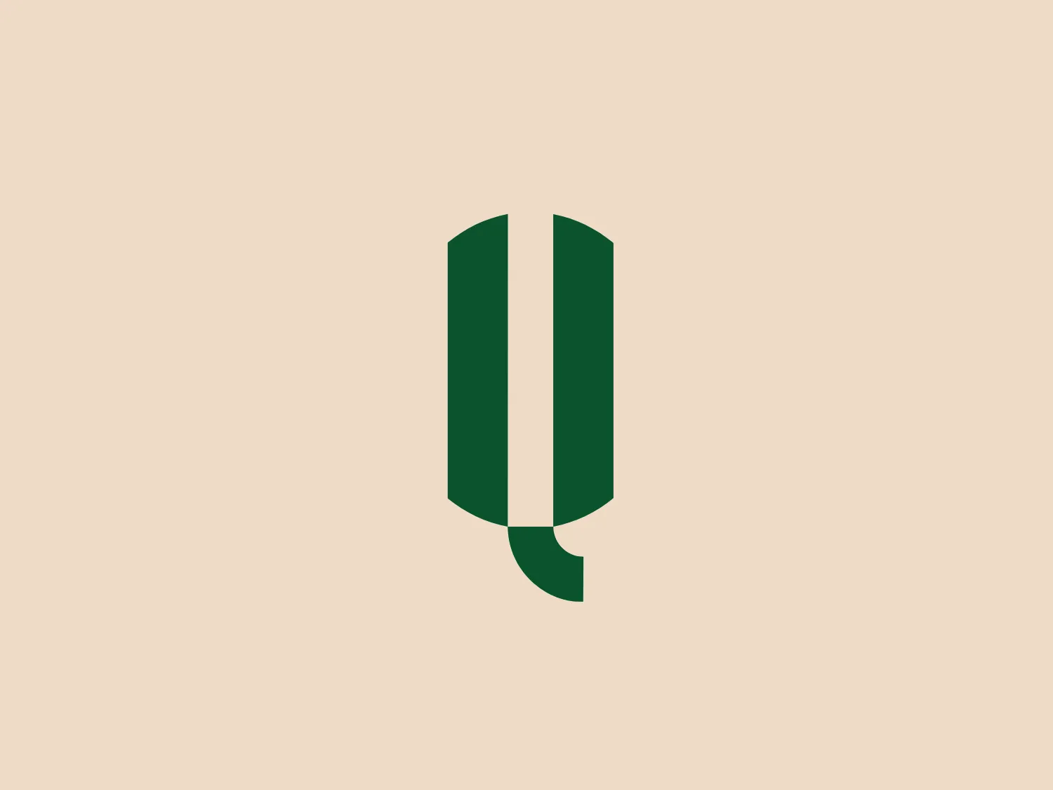 The Sant'Elena Calcio logo features a stylized letter with a design that suggests a merging of two mirrored vertical elements to form a central pillar or shape, with a curved extension at the bottom that loops back under the form. The design is simplistic yet modern, with clean lines and no additional embellishments. The color of the logo is a deep forest green, which conveys a sense of growth, renewal, or stability. The green is bold and would stand out nicely against a light, neutral background that doesn't compete with the vibrancy of the green.