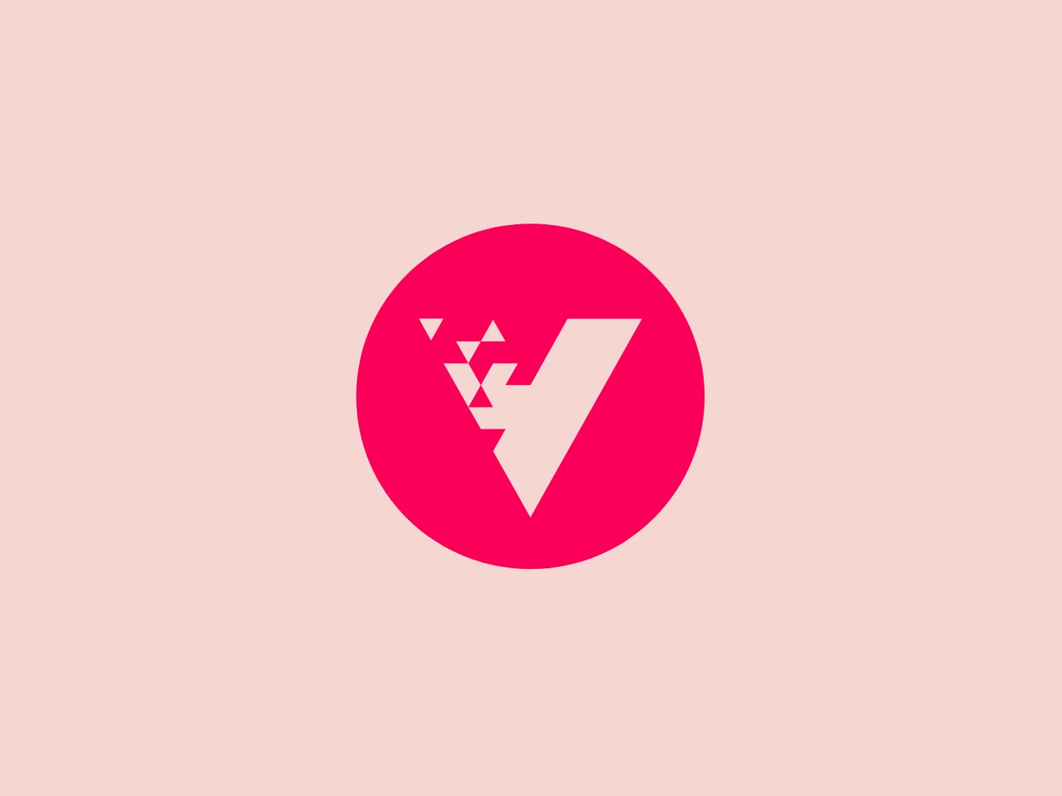 The Validated logo features a stylized, abstract lightning bolt in white, placed at the center of a vibrant, solid pink circle. The lightning bolt has a dynamic, angular shape, starting broad at the top and narrowing as it descends. It also includes a pixelated effect on the upper left side, suggesting a digital or technological theme. The overall design aesthetic is modern, bold, and energetic, with high contrast between the white icon and the vivid background, making it eye-catching. Given the logo's vibrant color palette and contemporary style, it would stand well against a light, neutral background.