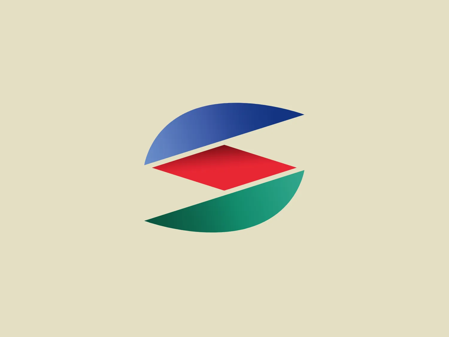 The Sadara logo features a stylized design consisting of three overlapping shapes with a dynamic sense of motion. The top shape is a deep blue, the middle is a vibrant red, and the bottom is a rich green, all rendered with a gradient giving the image depth and a glossy, modern feel. The shapes are abstract, with curved lines and sharp angles that create a sense of interconnectivity. The overall aesthetic is sleek, professional, and forward-thinking. Considering the colors and design, a background that complements without overpowering the Sadara logo would be ideal.