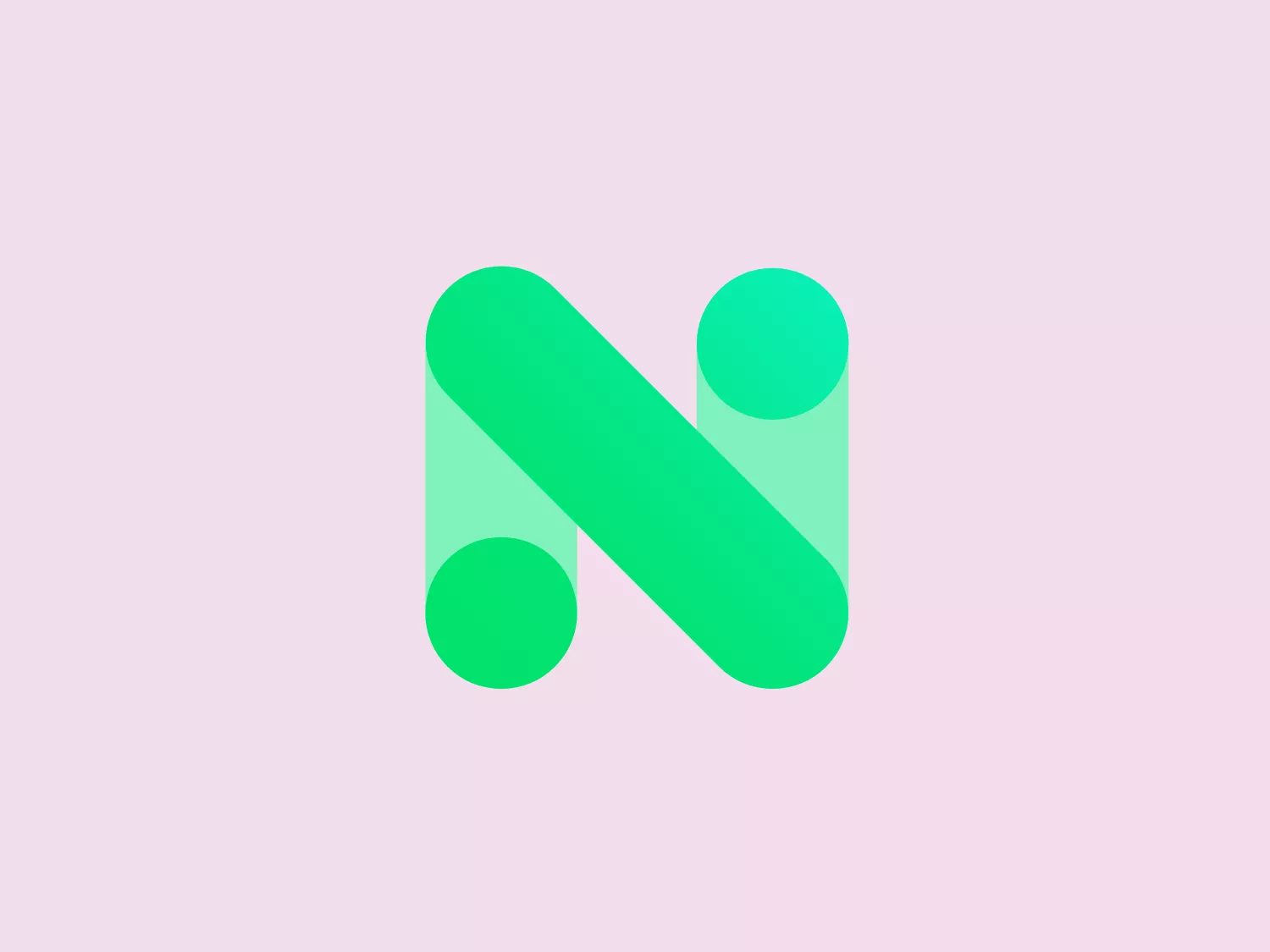 The Numerator logo showcases a stylized, abstract letter "N" made up of two 3-dimensional parallelogram shapes, forming a continuous ribbon structure. It is presented in a vibrant shade of green with gradient effects, giving the shapes a glossy, light-reflective quality. The design boasts modern and minimalist aesthetics with smooth curves, defying traditional geometric forms, and suggesting innovation and dynamism.