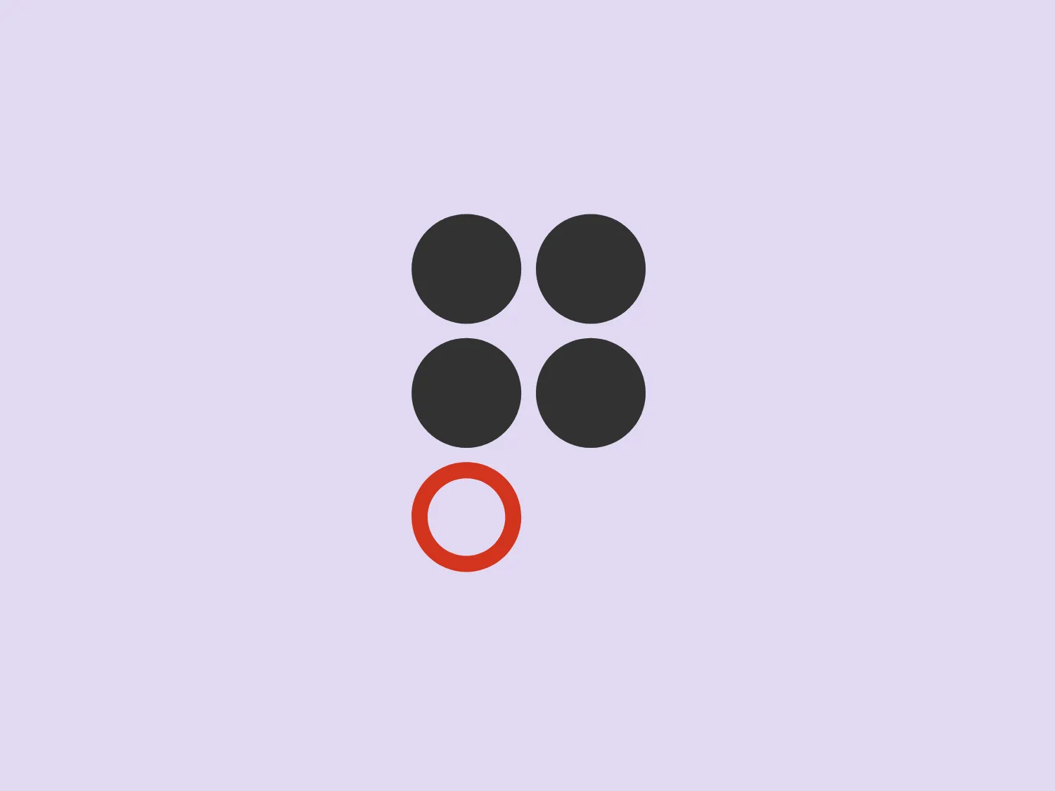 The Pearl logo features a simplistic and modern design, composed of five circles arranged in a pattern reminiscent of the "number five" side of a dice. Four circles are filled in solid black, forming a square grid, while the fifth circle, located centrally below the grid, is outlined in a bold red with no fill, providing a striking contrast. The logo's use of negative space and the distinct red accent create an eye-catching focal point. The sparsity and balance of the design give it a clean, contemporary aesthetic, suitable for a variety of applications.