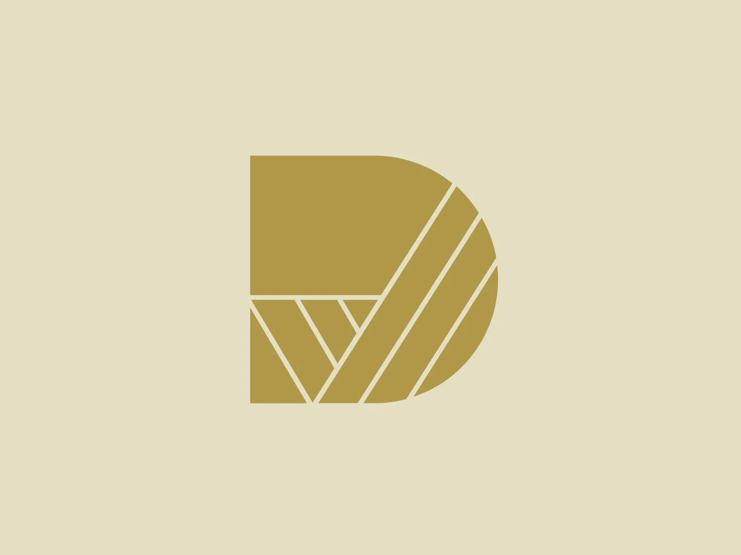 The Good Design Awards logo is a stylized, abstract design that could be interpreted as a letter or symbol. It is composed of geometric shapes with a mix of straight and angled lines creating a pattern of facets within the main shape. The color of the logo is a muted gold or tan, giving it a sophisticated and modern feel. Despite the geometric complexity, the overall look is clean and striking due to the limited color palette and bold lines.