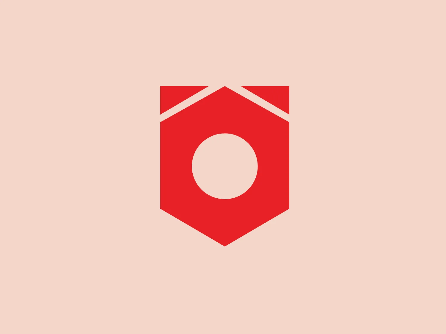 The Förch Group logo showcases a bold, red pentagonal shield with a centered white, stylized circle. This shape evokes a sense of strength and security, commonly associated with protection or a heraldic emblem. The circle within may symbolize unity or wholeness. The addition of a white border along the shield's upper edges adds depth and contrast to the design. Overall, the logo embodies a modern, simple aesthetic that is versatile and instantly recognizable.