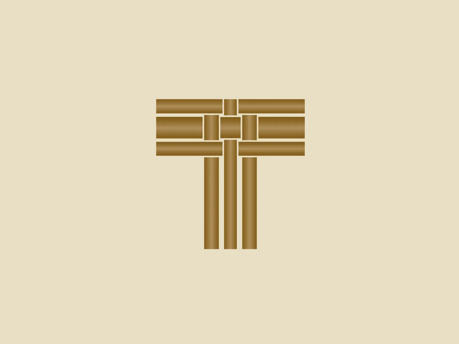 The Thailand Trust Mark logo is a stylized, geometric representation of two capital letters T, characterized by sleek and modern aesthetics. The design features rectangular bars with clean lines and sharp edges, interlocking to form the letter shapes. The color of the logo is a rich golden hue, giving it a luxurious and high-end feel. The interplay of negative space within the design adds a sophisticated touch, creating an optical illusion that enhances the letters' interconnectedness.