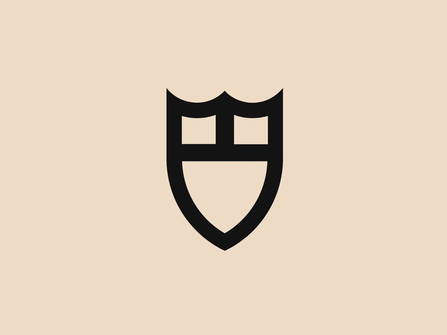The Tudor logo features a stylized red shield with a flat top and rounded bottom. Inside the shield, there are four squares arranged in a two-by-two grid, creating a sense of unity and structure. The design is minimalistic and modern, with a bold monochromatic color scheme conveying a strong and protective feel. The squares may represent windows or blocks, indicating organization, structure, or a foundational element.