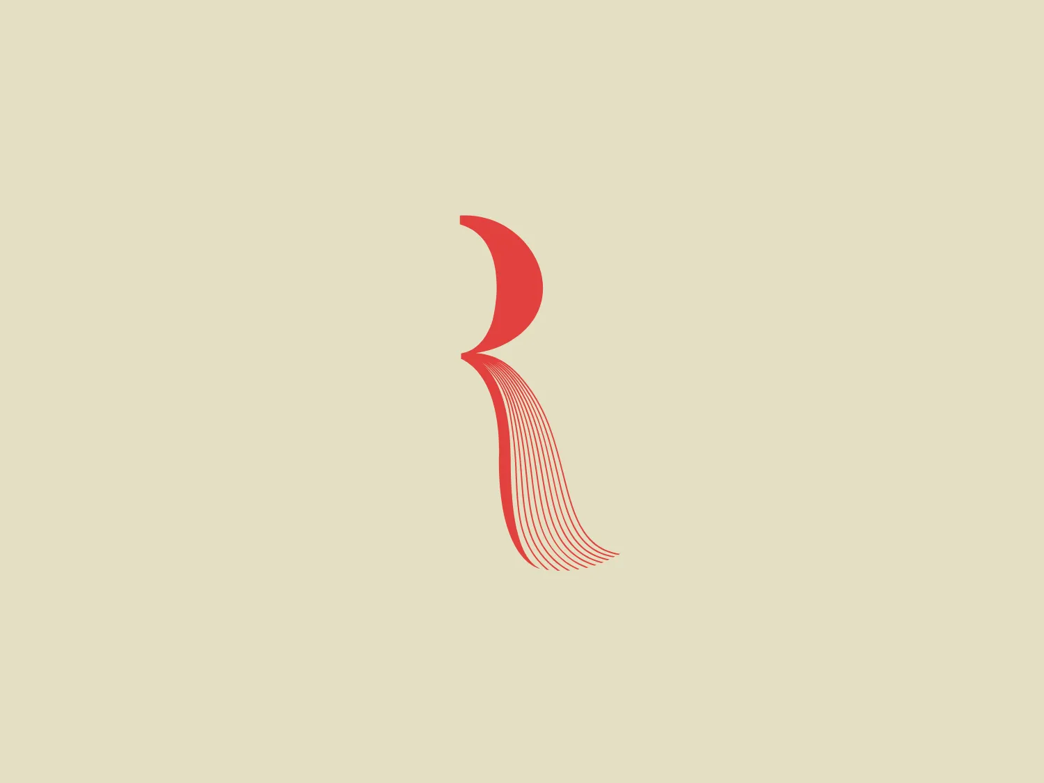 The image of Readers' stylized logo consists of a flowing, ribbon-like figure resembling a lowercase 'r'. The design is modern and minimalistic with an elegant curvature transitioning into a series of parallel, vertical lines towards the tail. The overall color gradient from coral to a lighter shade adds depth and a sense of movement to the static image. The simplicity and fluidity of the design ensures that it stands out against a neutral background, making the logo the focal point.