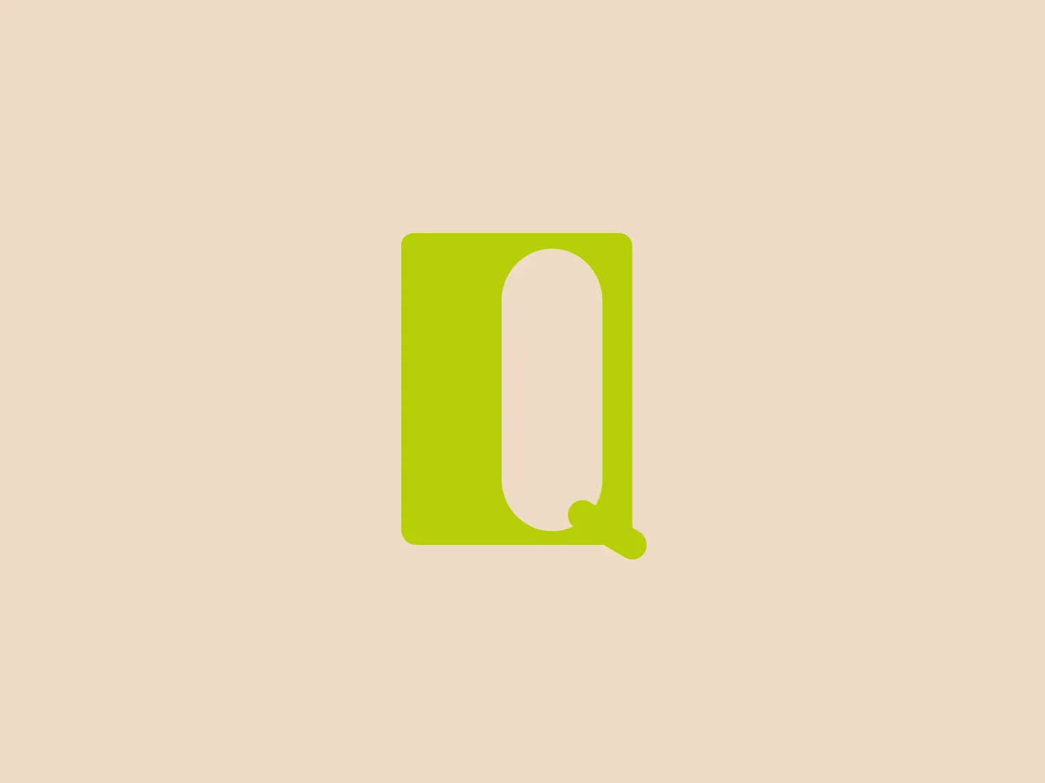 The Q Square logo features a bold and stylized letter 'Q' with a chat bubble design, symbolizing communication. The primary squarish shape with rounded corners gives it a modern and friendly appearance. Its vibrant lime green color exudes energy and freshness. The clever use of negative space to form the tail of the 'Q' and integrate it into the square shape adds visual interest. A subtle background color that complements the design is recommended.