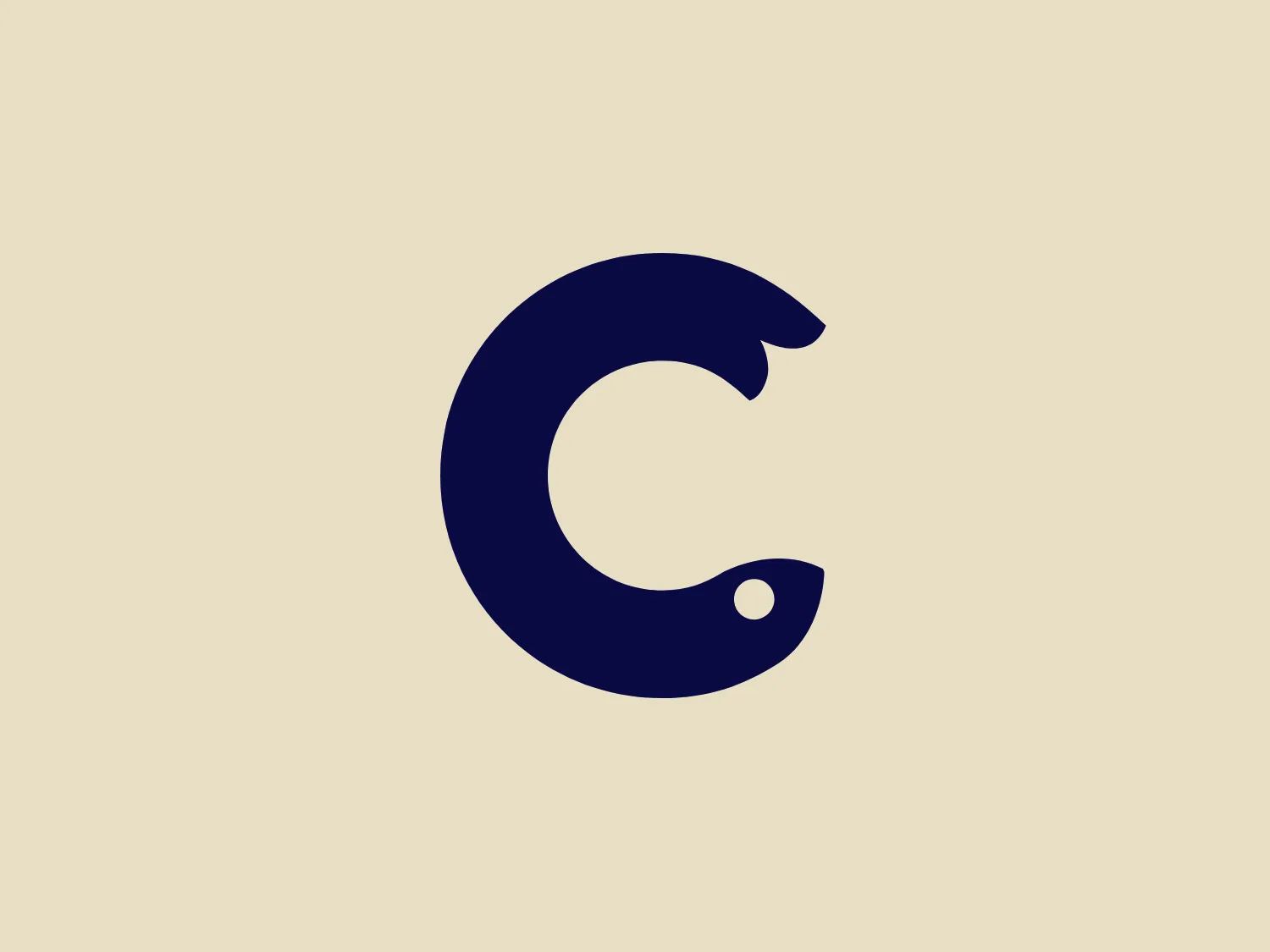 The Cromaris logo is a stylized letter 'C' in a deep blue color, featuring a simplified form with soft curves and a small circle resembling an accent or period at the lower end. The design is minimalistic and modern, with the negative space in the center portraying the counter of the letter. The absence of any additional embellishments or text allows the solitary letter to stand out strikingly. Given the color and simplicity of the logo, a light and subtle background would complement it well.