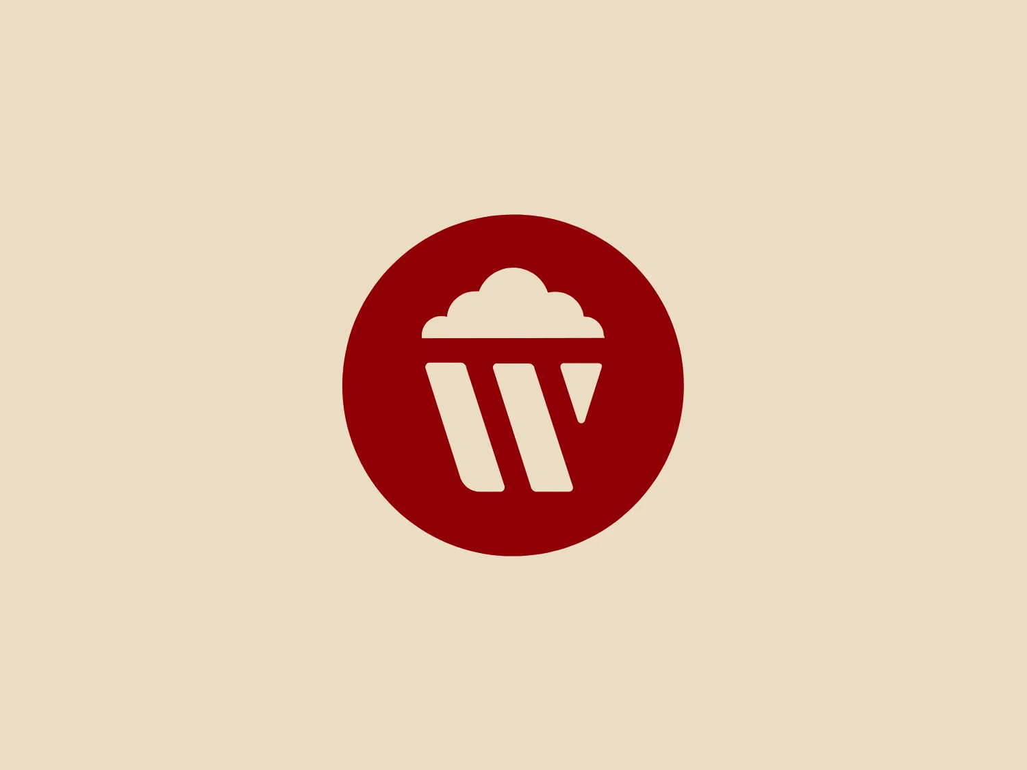 The Wuaki TV logo is a stylized white icon of a classic popcorn container, consisting of a box with vertical stripes and a scalloped row of popcorn visible at the top. This icon sits centered within a bold red circle, creating a striking and simple two-tone color scheme that conveys a sense of fun and enjoyment associated with moviegoing and popcorn. The overall design aesthetic is minimalistic and modern, with clean lines and solid forms that make it easily recognizable and scalable for various uses. The design is approachable and playful, evoking the entertaining essence of the product it represents.