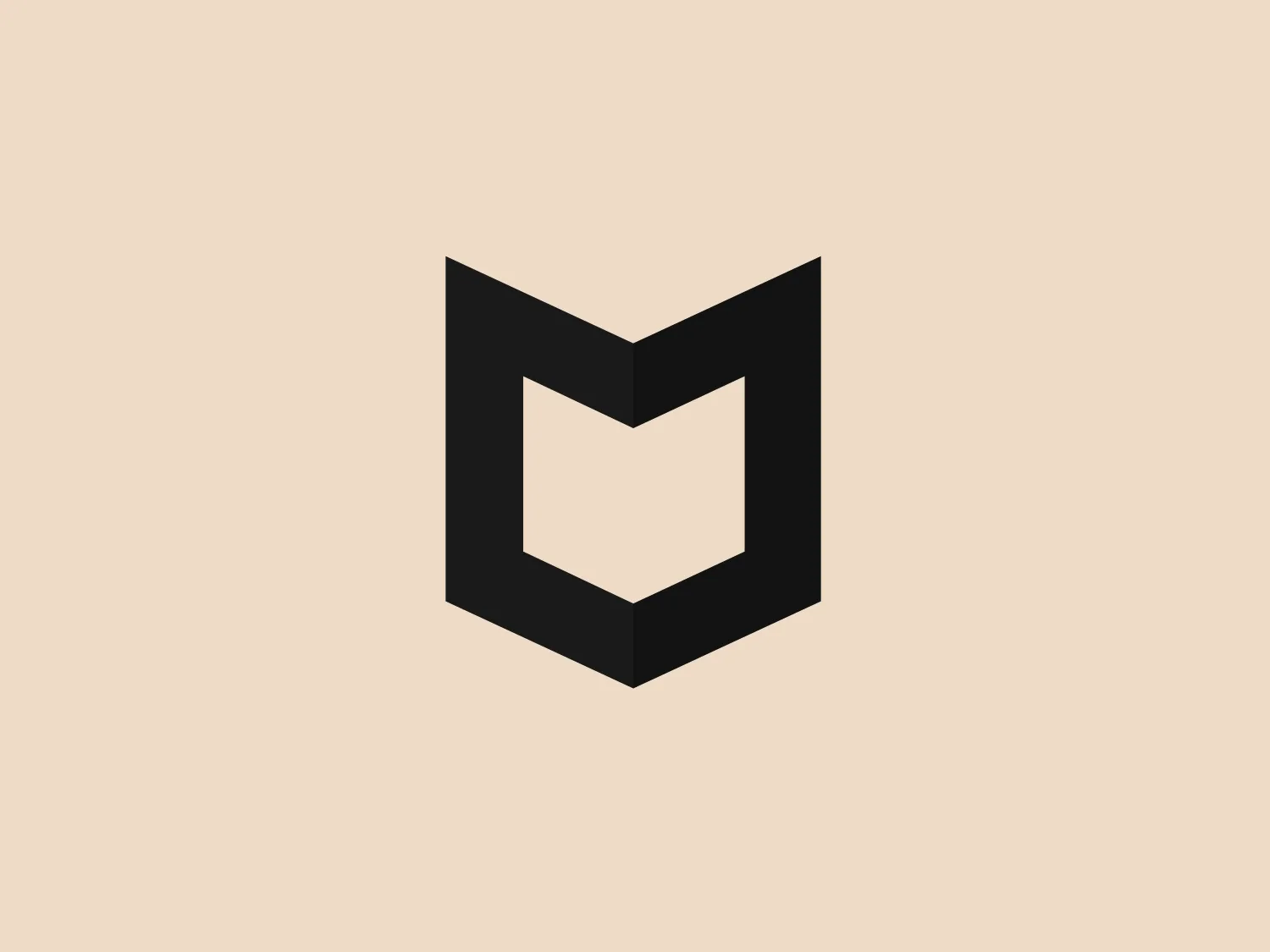 The McAfee logo features a stylized letter "M" created by the negative space within a bold red square. The modern and minimalist design uses a gradient deep red color to add dimension, with the central part of the "M" appearing brighter against the darker red border. The sharp angles and clean lines contribute to a professional and contemporary look, while the use of negative space creates a memorable visual effect.