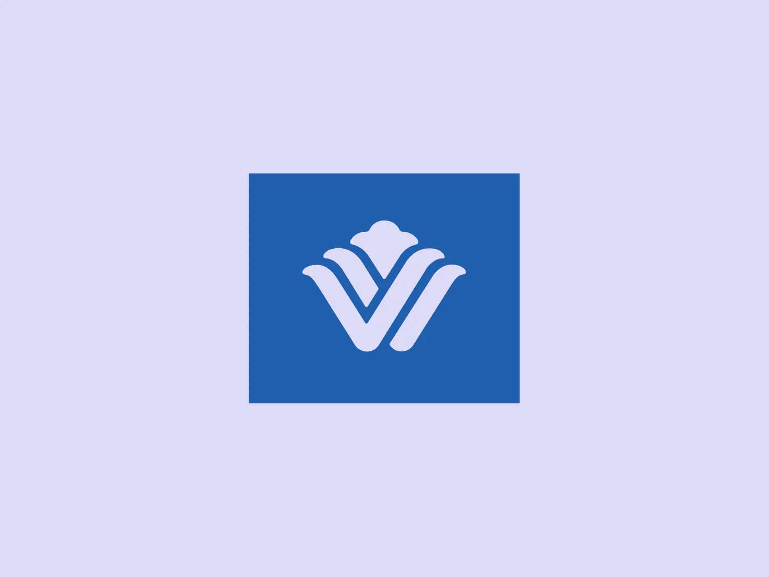 The Club Wyndham logo features a stylized, white letter 'V' set within a square-shaped, blue background. The 'V' consists of three bold, overlapping elements that suggest movement or layers and converge at the bottom point, giving the logo a sharp focal area. Above the 'V', there is a small, symmetrical embellishment that resembles a simplified crown or a fleur-de-lis motif, adding a sense of prestige or excellence to the design. The white and blue color scheme conveys reliability and professionalism and the use of negative space creates a clean, modern aesthetic.