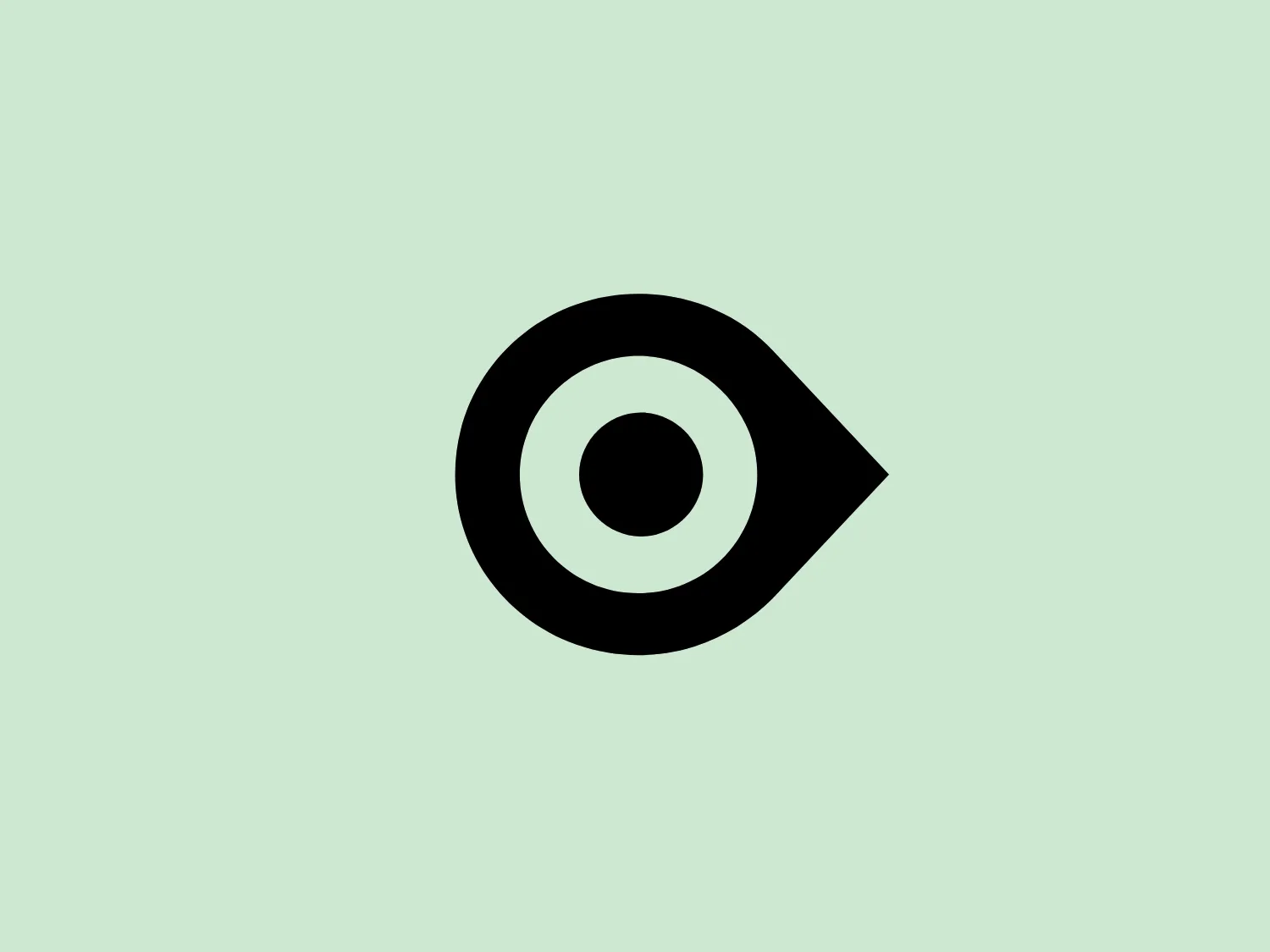 The Orcam logo is an abstract eye design featuring concentric shapes with a bold black outline. The largest shape is a pointed oval enclosing a circle with a smaller filled dot, creating the illusion of a pupil. The modern and minimalistic aesthetic, along with the monochromatic color scheme, offers a sharp contrast and ensures recognizability in various branding contexts.