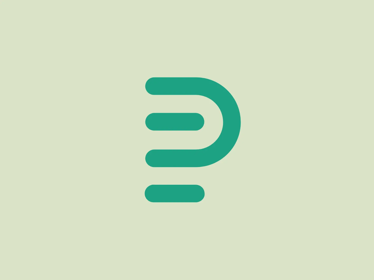 The *Printis* logo features a stylized letter "D" with a modern and minimalist design aesthetic. It is composed of a bold teal color with smooth, rounded corners giving it a friendly yet professional appearance. The "D" is represented abstractly by three parallel, horizontal lines on the right side that decrease in length from top to bottom, connected to a vertical spine on the left side. This creates an open and dynamic feel to the design. The use of negative space between the lines adds to the visual interest of the logo.