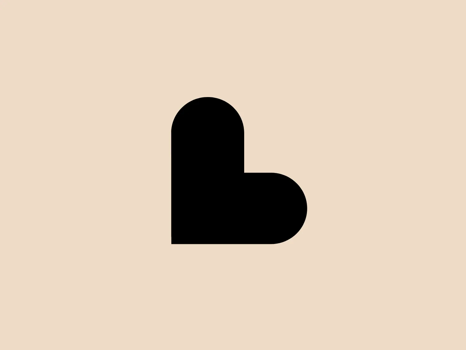 The image depicts the Landmark Shops logo, consisting of a stylized heart shape with clean lines and an abstract form. The design is minimalist, emphasizing a modern and simplistic aesthetic. The heart is composed of two elements: a semicircular shape on the left, joined with a smaller, quarter-circle-like curve on the right, creating the recognizable heart silhouette. It is presented in a solid black color, which stands out with its bold and clear contrast. Given the simplicity of the design, a subtle and soft background would complement it without overpowering it.