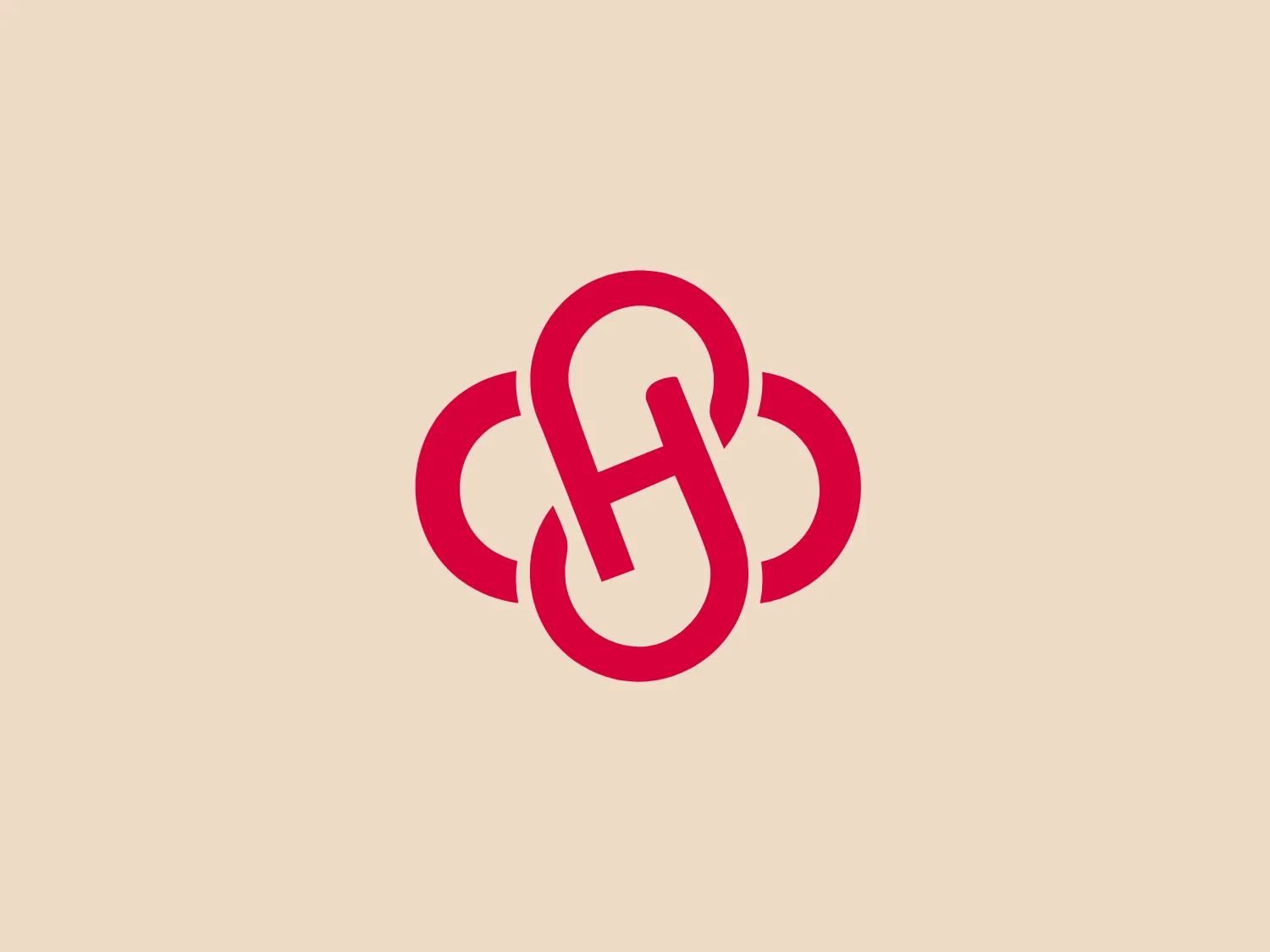 The Hamifleurs logo showcases a modern, interconnected design with two main elements that create a strong sense of unity and continuity. The prominent feature is a stylized, symmetrical chain link that seamlessly intertwines to form an infinite loop. The bold, flat, and vivid pinkish-red color scheme gives the logo a striking and energetic feel. There are no gradients or shading, contributing to its clean and contemporary aesthetic. The clever use of negative space creates a three-dimensional illusion, defining the overlapping sections of the chain. This vibrant hue would be well complemented by a softer background color without overpowering it.