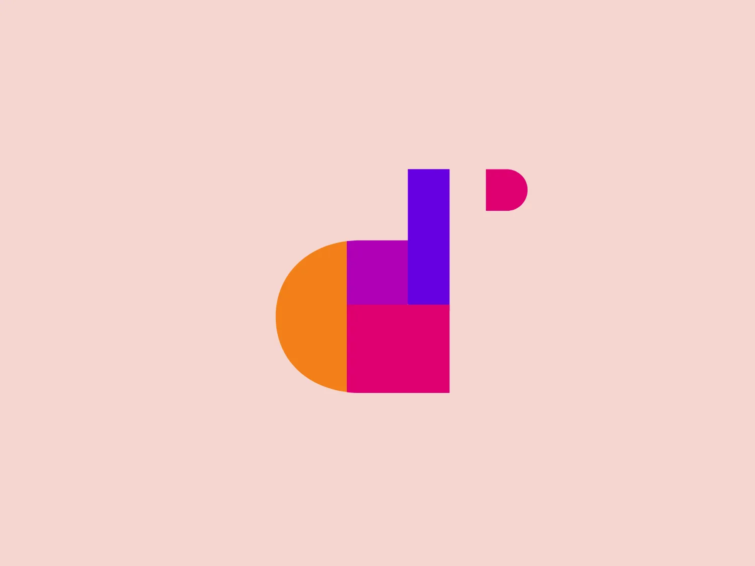 The Deiser logo showcases a contemporary and abstract design with bold geometric shapes. It includes a large, rounded orange shape on the left, resembling a stylized "D" or half-circle. To the right, there is a vertical, bright pink rectangle topped with a small, dark purple square that slightly overlaps both the rectangle and the rounded shape. The combination creates a playful and dynamic feel. Vivid, contrasting colors such as orange, pink, and purple contribute to the logo's energetic and striking appearance. A subtle background color would complement the vibrant colors of the logo well.