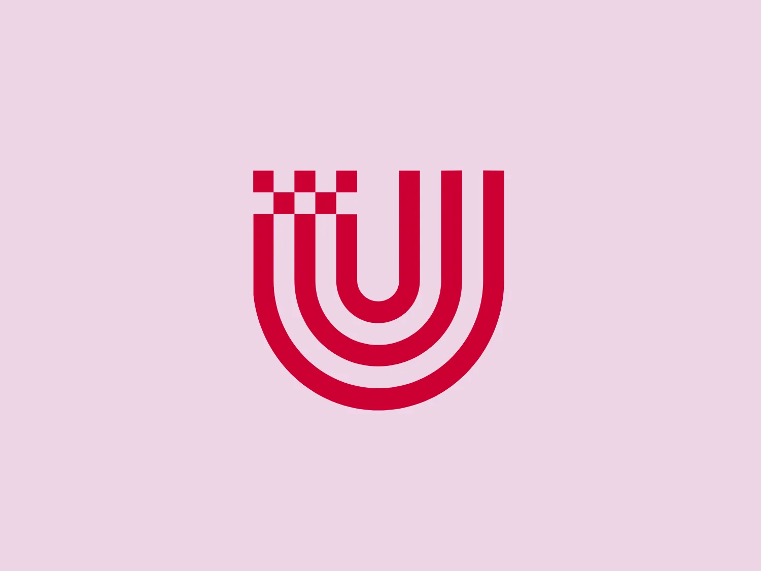 The Universität Bremen logo showcases a stylized letter 'U', which is comprised of three bold, red curves that progressively increase in size from top to bottom. The upper left corner of the 'U' is adorned with a pattern of red and white checkered squares, infusing a dynamic and modern touch into the design. This minimalist and bold aesthetic utilizes negative space to define the letter's shape, with the vivid red color standing out against a plain background, accentuating its simplicity and impact.