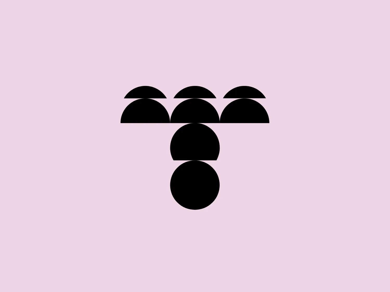 The Taché logo features a simple, geometric design composed of black shapes against a white background. The design consists of three arched shapes organized in a row to form a symmetrical pattern, with the middle arch slightly elevated compared to the outer two. Directly below the arches, a circle is centered, creating a visual balance and perhaps symbolizing unity or cohesion. The shapes resemble a stylized representation of a person with outstretched arms or could be interpreted as a modernistic design of a tree or fountain. The clean lines and monochromatic color palette give the logo a minimalistic and contemporary feel.