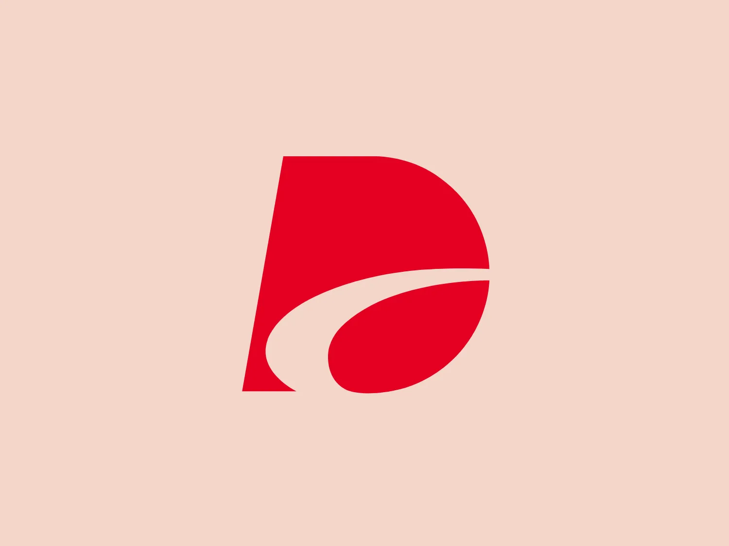 The Duke Energy logo features a bold, stylized letter "D" in a vibrant red color. The design is modern and minimalist, with smooth curves creating a sense of motion within the letterform. The "D" has a white space running from the top to the bottom, slightly off-center to the left, giving the illusion of a three-dimensional object folding over itself. Despite its simplicity, the logo communicates energy and forward-thinking. The solid fill of the color suggests confidence and strength.