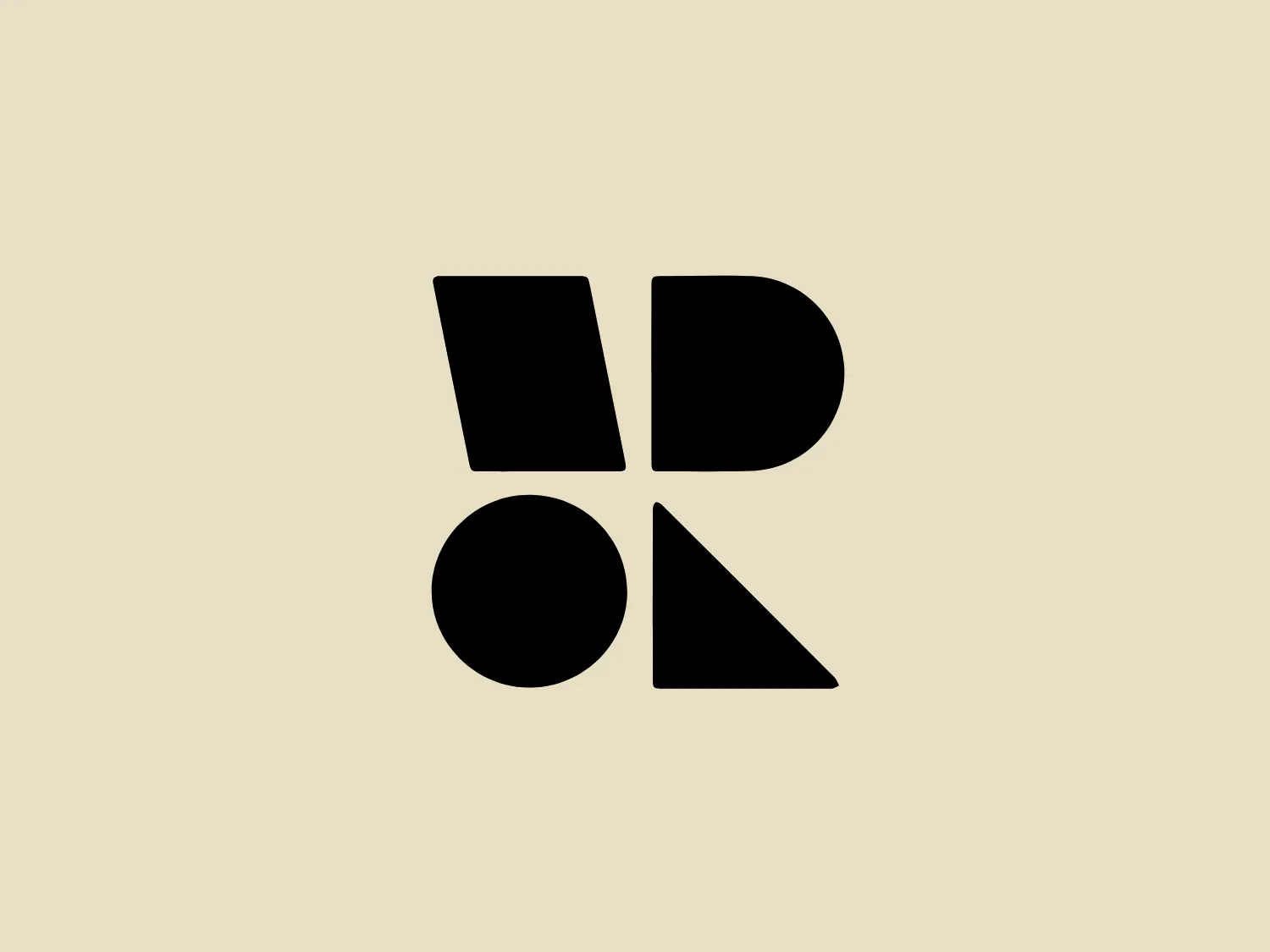 The logo presented for Remi Labs is a bold, abstract design consisting of geometric shapes that form a stylized configuration of letters or symbols. It features a solid black color scheme including a quarter-circle, a rectangle, a circle, and a triangle arranged in a non-traditional layout that plays with negative space and visual balance, providing a modern and minimalist aesthetic. Due to its simplicity and contrast, the logo would stand out nicely against a light background.