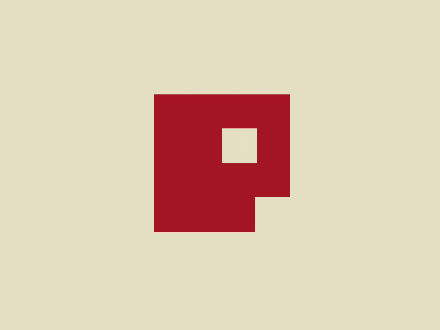 The Philbrook Museum of Art logo is a minimalist design featuring a stylized letter 'P.' Geometric shapes form the design, with a larger red square and a smaller white square in the upper right corner creating the negative space representing the letter. The modern and clean aesthetic combines bold contrasting colors and simple forms. This graphic could symbolize stability and structure through the use of squares, while the color scheme suggests confidence and energy.
