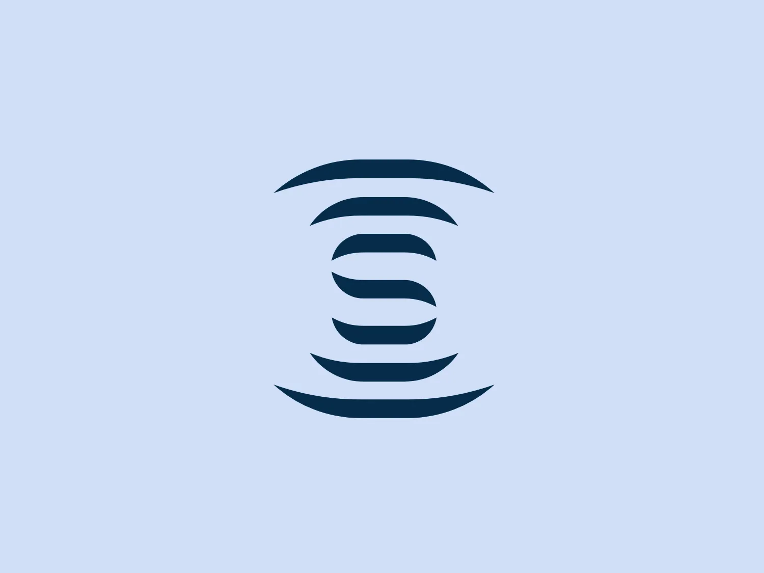 The Saur logo presents a stylized letter 'S' composed of five horizontal bands that vary in curvature and are symmetrically arranged to create a dynamic, wave-like pattern. The deep shade of navy blue provides a professional and authoritative feel. The design aesthetic is modern and minimalist, emphasizing clean lines and negative space to form the character. This style allows for easy recognition and versatility across various mediums. An interesting feature of the logo is the sense of movement implied by the flowing bands, which could represent connectivity, fluidity, or progression.