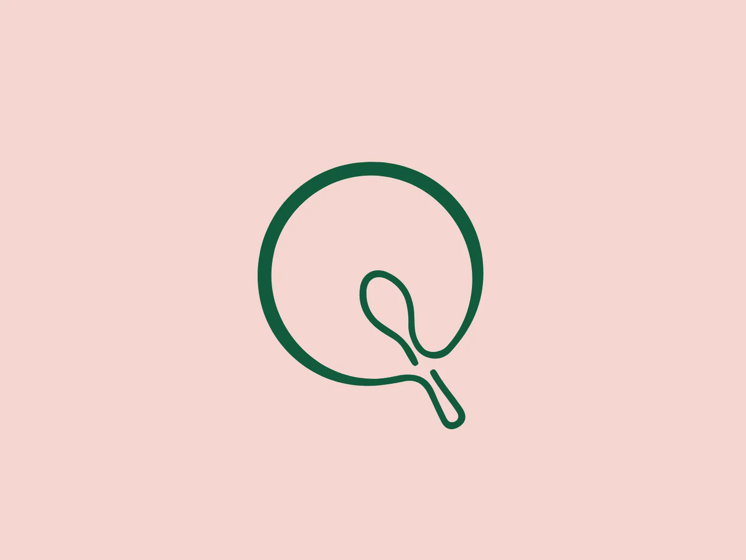 The Quitoque logo is a stylized, minimalist representation of a ping-pong or table tennis paddle and ball. The paddle is depicted in a simplified, clean outline form with a round shape, while the smaller shape representing the ball is connected to the paddle via a short line, mimicking motion or the act of hitting the ball. The entire image is composed of a single continuous line, creating an elegant and modern aesthetic. The color used is a dark shade of green, providing a strong contrast and making the logo instantly recognizable. This design choice suggests a sense of energy, health, or environmental consciousness.