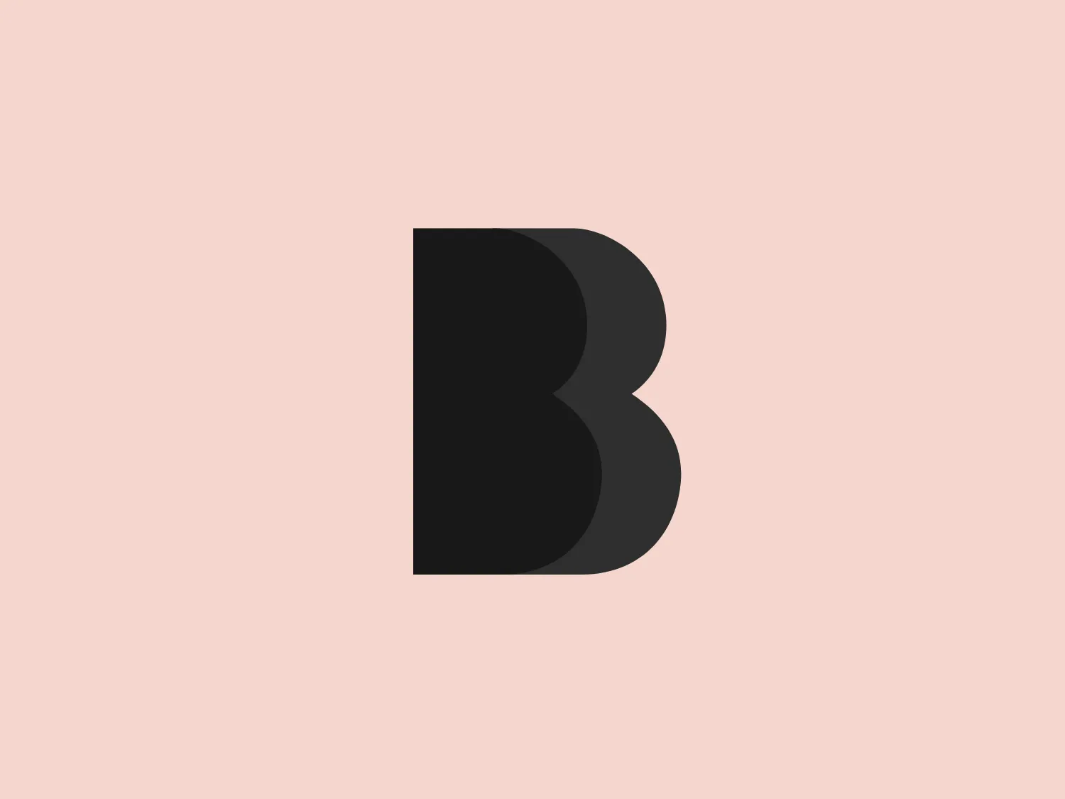The image is of a stylized logo featuring the letter "B" for Bendigo Bank. It consists of two main shapes: the larger one is a deep burgundy or maroon color, forming the straight edge and the decisive curve of the letter, while the smaller shape is a vibrant coral or salmon pink, completing the inner loop and infusing the design with a dynamic, playful contrast. The overall design aesthetic is modern and minimalistic, with the use of negative space and the interaction between the two shapes giving the logo a three-dimensional feel. It's an abstract, contemporary take on a classic letter form.