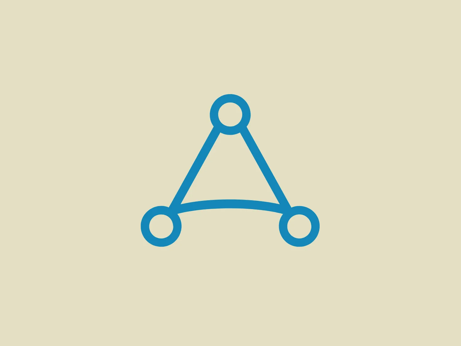 The AppLovin logo consists of a stylized triangular motif with rounded vertices, suggesting a sense of connectivity or network. It features a single line that loops into an unbroken, continuous shape, constructing the triangle and connecting each of the three circular nodes. The logo is monochromatic, rendered in a vibrant shade of teal blue, which imparts a modern and technological feel. It is simple yet evocative of precision and interconnectedness, fitting for a brand in tech or communications sphere.