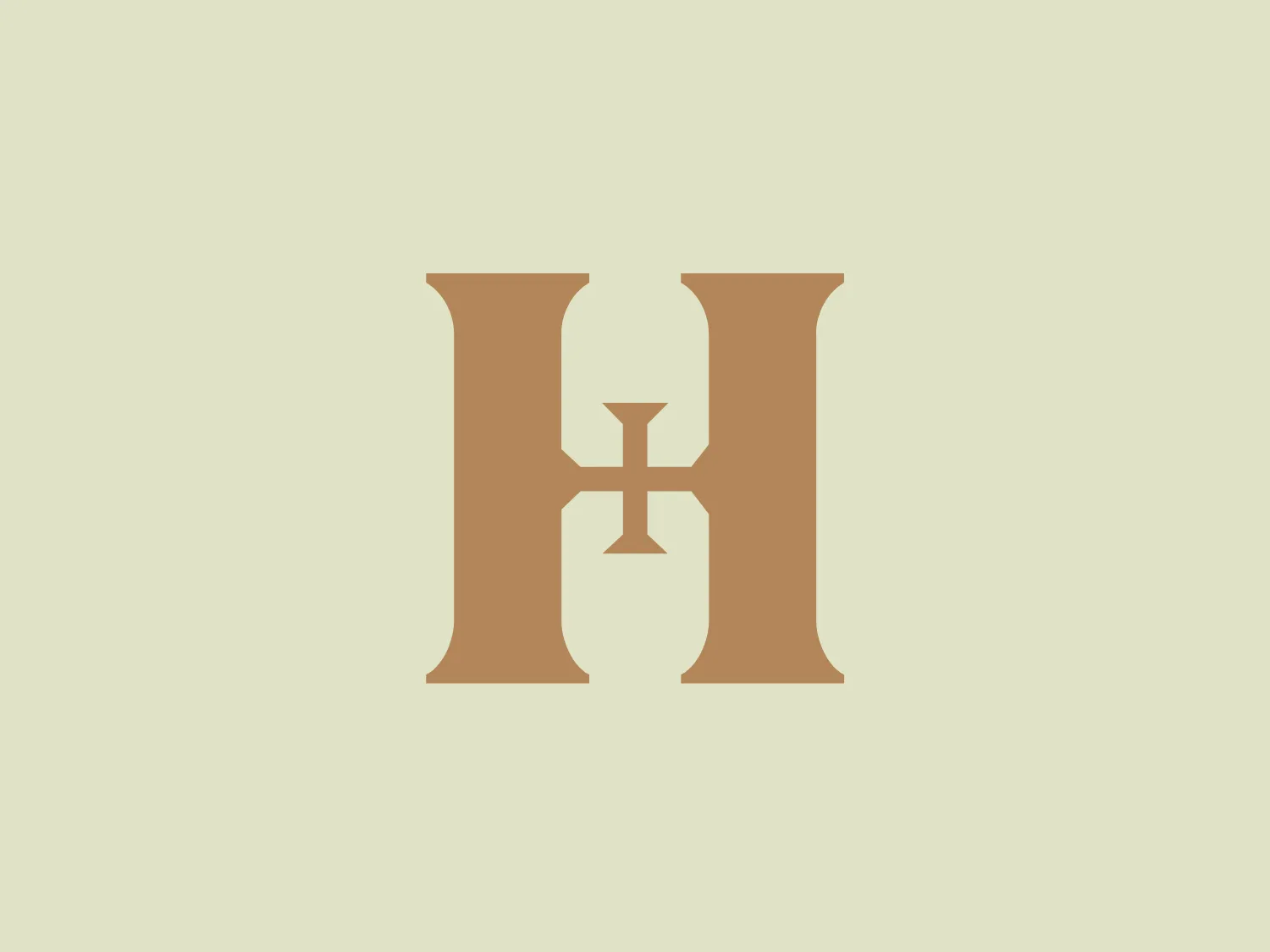 The Hayasy Group logo features a stylized letter "H" that incorporates symmetric geometrical shapes, creating an elegant and contemporary design. It consists of two bold, vertical pillars connected by horizontal and vertical lines, forming a smaller, central "H" within the larger form. The muted tan color gives the logo a sophisticated and neutral appearance, complementing various background colors. The clean lines and use of negative space in the central part of the "H" make the design modern, possibly indicative of luxury or high-end branding.