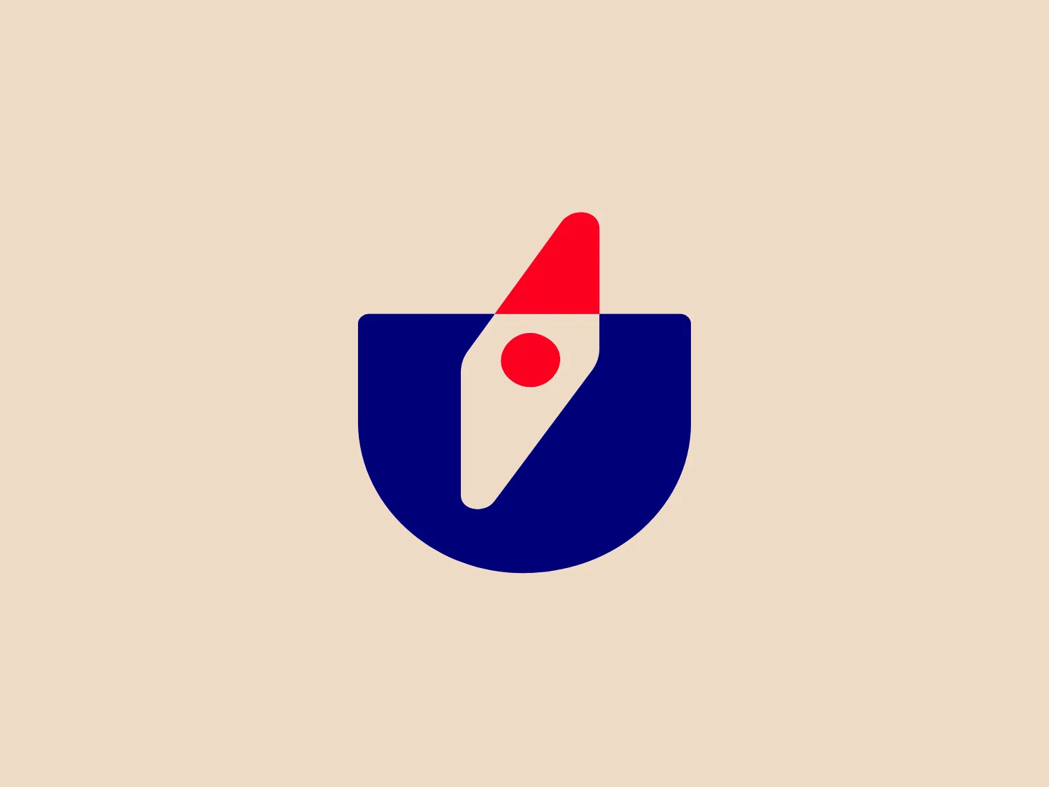 The Utilmond logo is a modern and minimalistic design. It features a stylized shield shape, composed of a half-circle base with a vertical division. The left side is a solid dark blue, while the right side is divided diagonally from the upper left to lower right, with red on top and white below, incorporating a small white circle near the top of the red area. The use of primary colors and bold shapes gives the design a strong and confident presence. The logo’s clean lines and simple geometric forms convey a sense of security and professionalism.