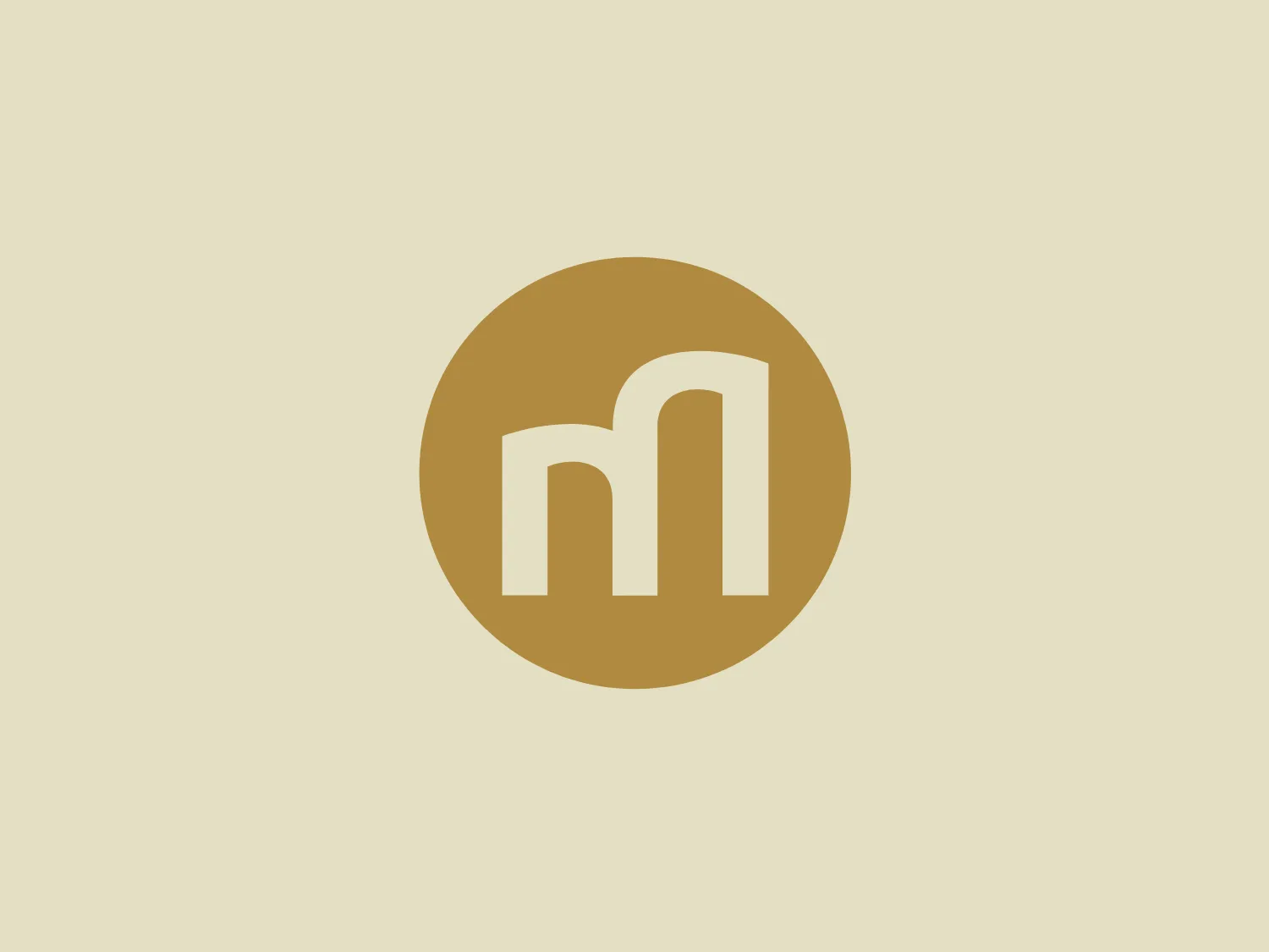 The Memoris logo is a minimalist and modern design featuring a two-part symbol inside a rounded circle. The primary feature is an abstract representation showing a stylized "M" where the vertical lines have differing heights, thus breaking symmetry and giving the design a dynamic quality. The color scheme is a monochromatic palette, with the "M" being white and the circle background in a muted gold hue. The simple lines and use of negative space within the circle create a visually clean and professional emblem.