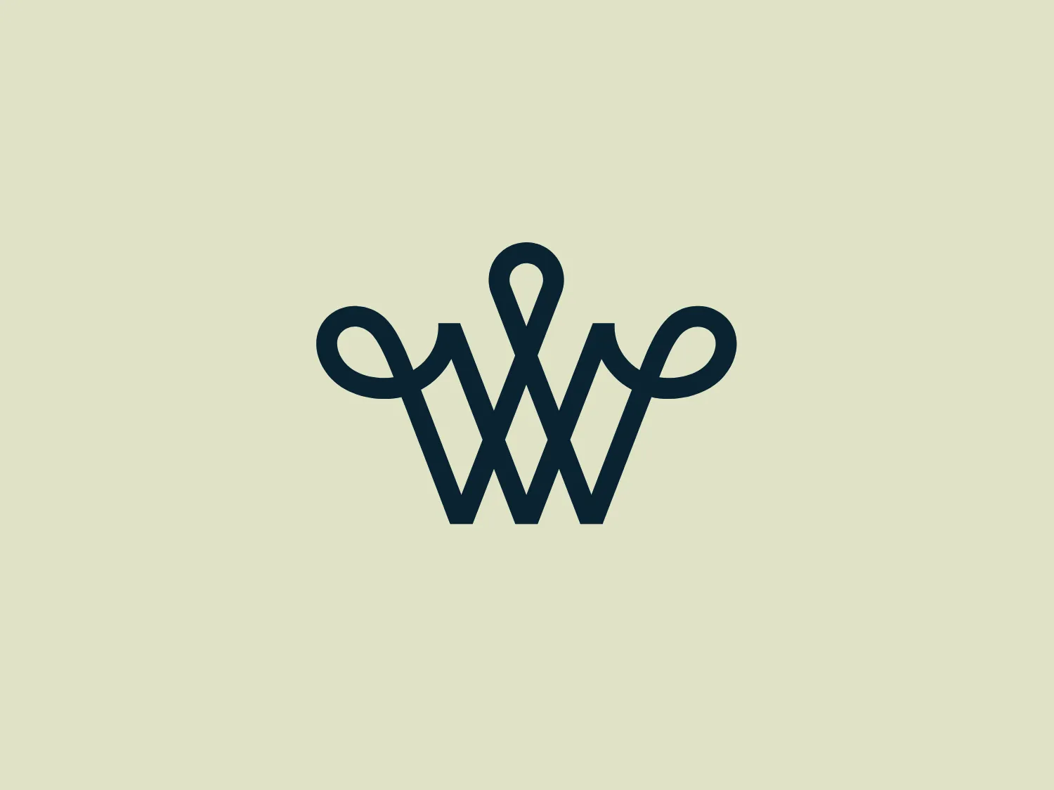 The Williamsburg Hotel's logo is a stylized monogram consisting of the letter 'W' in a symmetrical format, with the middle and outer strokes resembling a crown. Its overall design is elegant, simple, and modern with sharp, clean lines and minimalistic flair. The logo uses a single, dark color, potentially a shade of dark blue or black, which contrasts nicely with a light background. The crown-like tips add a regal aspect to the design, suggesting a sense of sophistication and excellence.