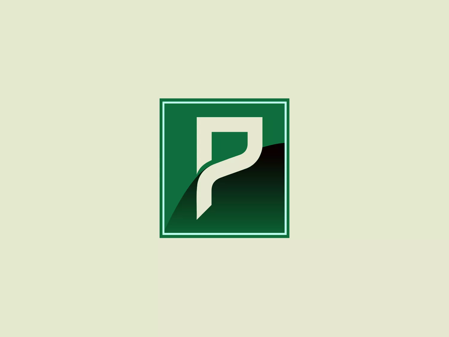The image showcases a bold and modern logo for Percension. The letter "P" is featured in white against a deep green square background. The stylized design of the "P" includes a unique cut-out on the straight edge, creating a dynamic and forward-moving appearance. The rich, dark green provides a strong contrast to the white letter, giving the overall design a sleek and professional feel with a contemporary touch. Notable features include a slight shadow effect on the right side of the "P," adding depth, and clean lines that convey a sense of precision.