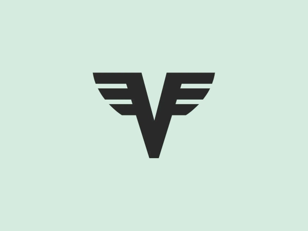What catches our eye is the modern, abstract "VF" logo for Volksbank Wien, resembling wings and suggesting reliability and progressiveness in a deep, solid blue color.