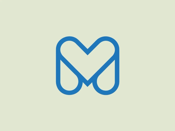 The Municipality of Marín logo depicts a stylized representation of the letter "M" that forms a heart shape. Executed in a single, continuous line with rounded edges, the design cleverly integrates the initial and a universally recognized symbol for love or affection. The medium shade of blue gives the logo a crisp, modern vibe, appealing to a contemporary aesthetic while conveying a sense of connectivity and approachability.