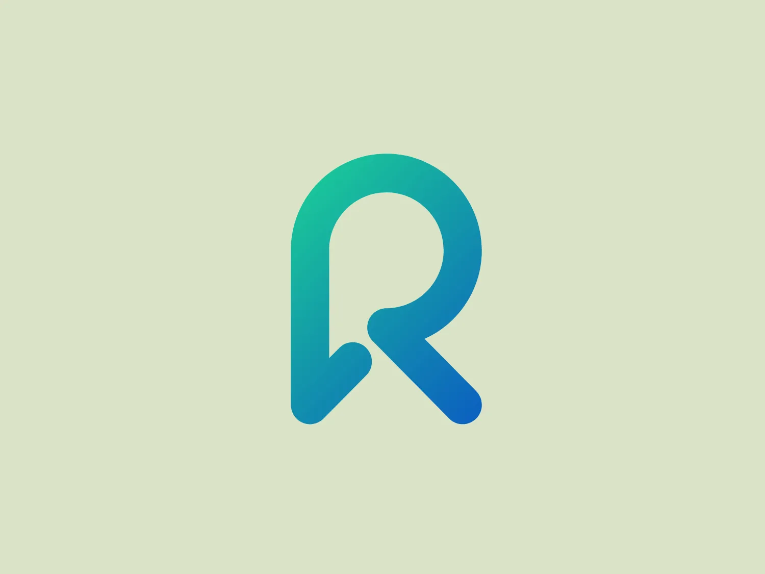 The Realting logo is a stylized letter "R" with a modern and fluid design, featuring a gradient that smoothly transitions from a teal color to a deeper blue. The bold and curvaceous linework conveys motion and forward-thinking, contributing to a sleek, contemporary aesthetic. The cut or negative space at the lower part of the "R" gives it a distinctive appearance, appealing to a tech-savvy audience or any company seeking a fresh and dynamic brand image.