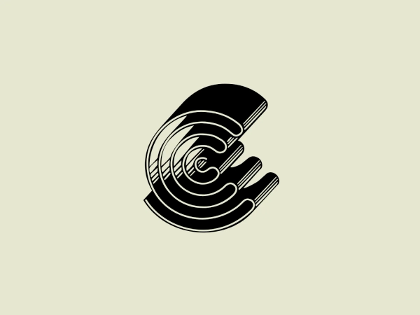 The Carolco logo depicts a stylized fingerprint integrated into the abstract form of a hand or glove, with the fingerprint lines creating a dynamic, flowing effect. The design is monochromatic, utilizing only black and white, which provides a strong contrast and emphasizes the intricate details of the fingerprint's whorls and ridges. The overall aesthetic is modern and sleek, with a focus on precision and uniqueness, suggesting themes of personal identity, security, and technology. It combines organic forms with geometric cleanliness, making it stand out as both a recognizable symbol and a decorative element.