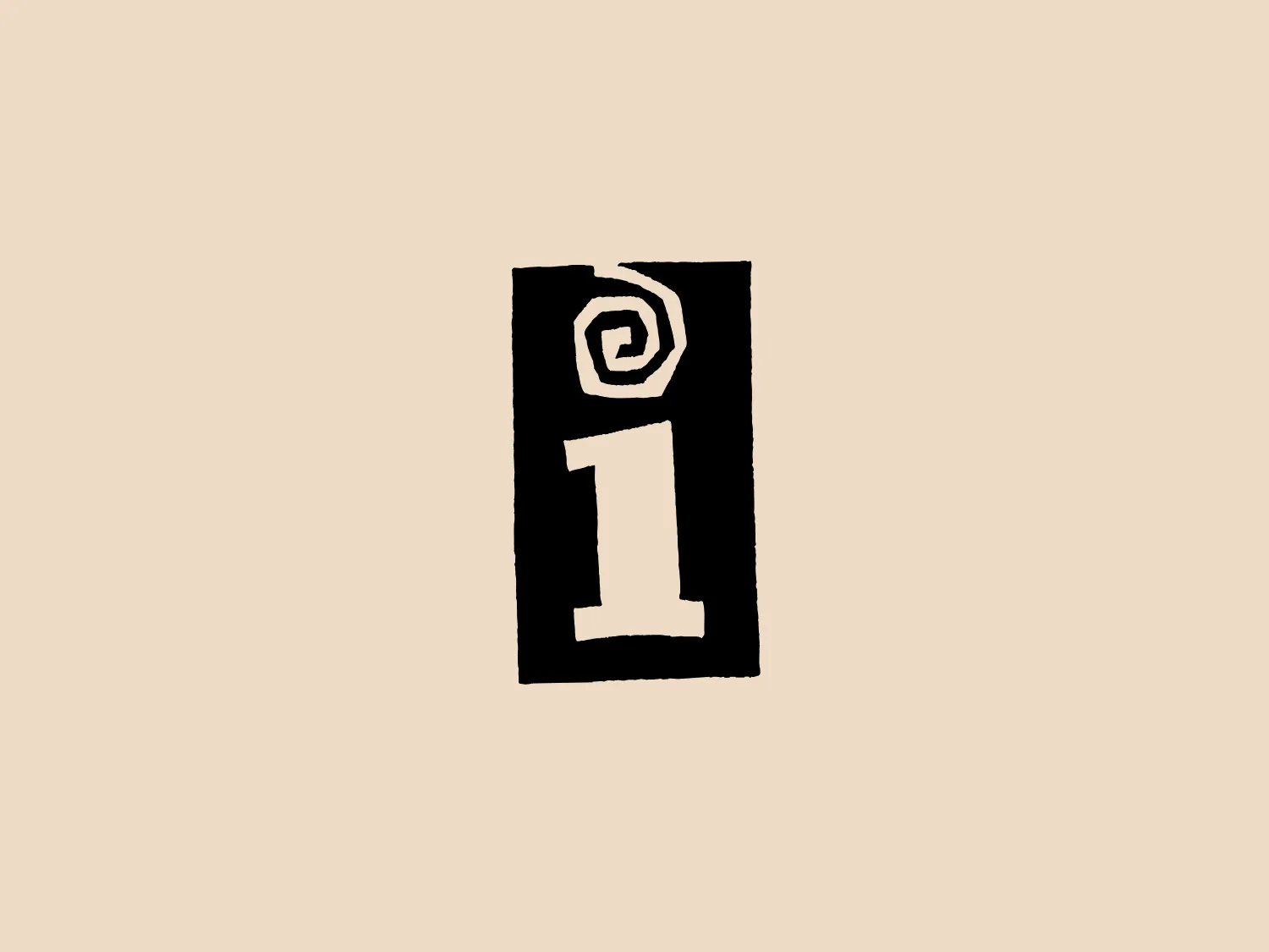 The Interscope logo is a stylized rectangular design with a solid black background, featuring the bold, white number "1" with a modern, slightly elongated vertical line and a spiral-like element at the top. The contrasting black and white color scheme gives the logo a sharp, high-contrast appearance, while the playful spiral adds a sense of creativity and individuality to the design.