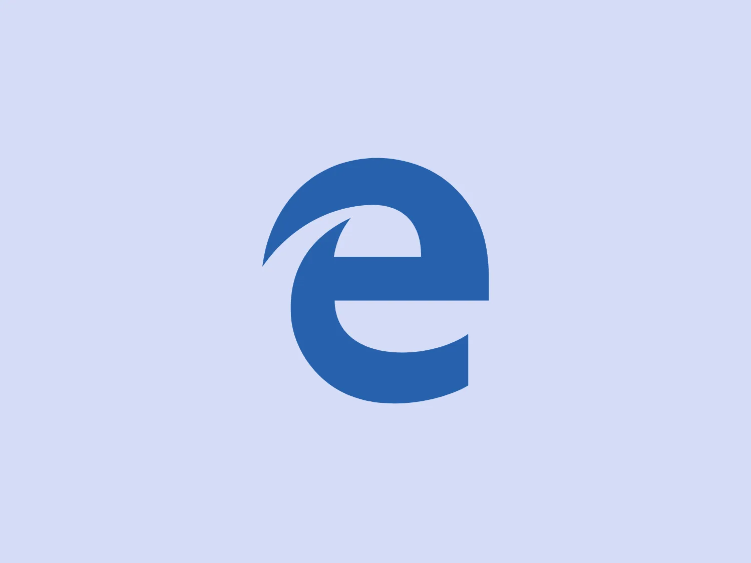 The logo for Microsoft Edge displays a stylized lowercase "e" with a cut-out design, creating an illusion of swift motion, like a comet tail composed of a combination of curved and sharp cuts. The primary color of the logo is a solid, bright blue, with an overall minimalist and clean design aesthetic, conveying a sense of movement and speed.
