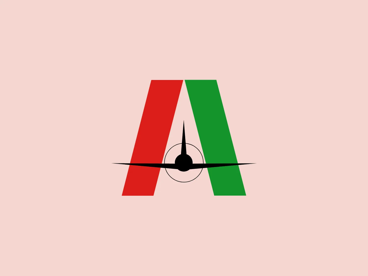 The Italeri logo showcases a bold, modern, and dynamic capital "A" with geometric lines split into red (#FF0000) and green (#008000) halves. A black pendulum-like shape intersects the "A," emphasizing balance and movement, while resting on a horizontal line, suggesting precision and stability. The design evokes connections to time, music, and rhythm, suitable for a light and neutral background.