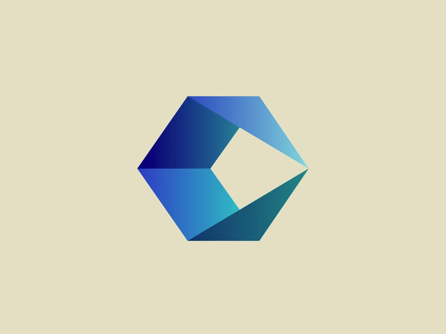 The Cognizant logo is a modern, stylized, abstract geometric design resembling a multifaceted gem or crystal. It features various shades of blue, creating a gradient effect and a three-dimensional appearance. The main shape is hexagonal with asymmetrical divisions, giving an illusion of depth and perspective. The design aesthetic aligns with tech companies or brands associated with innovation and precision.