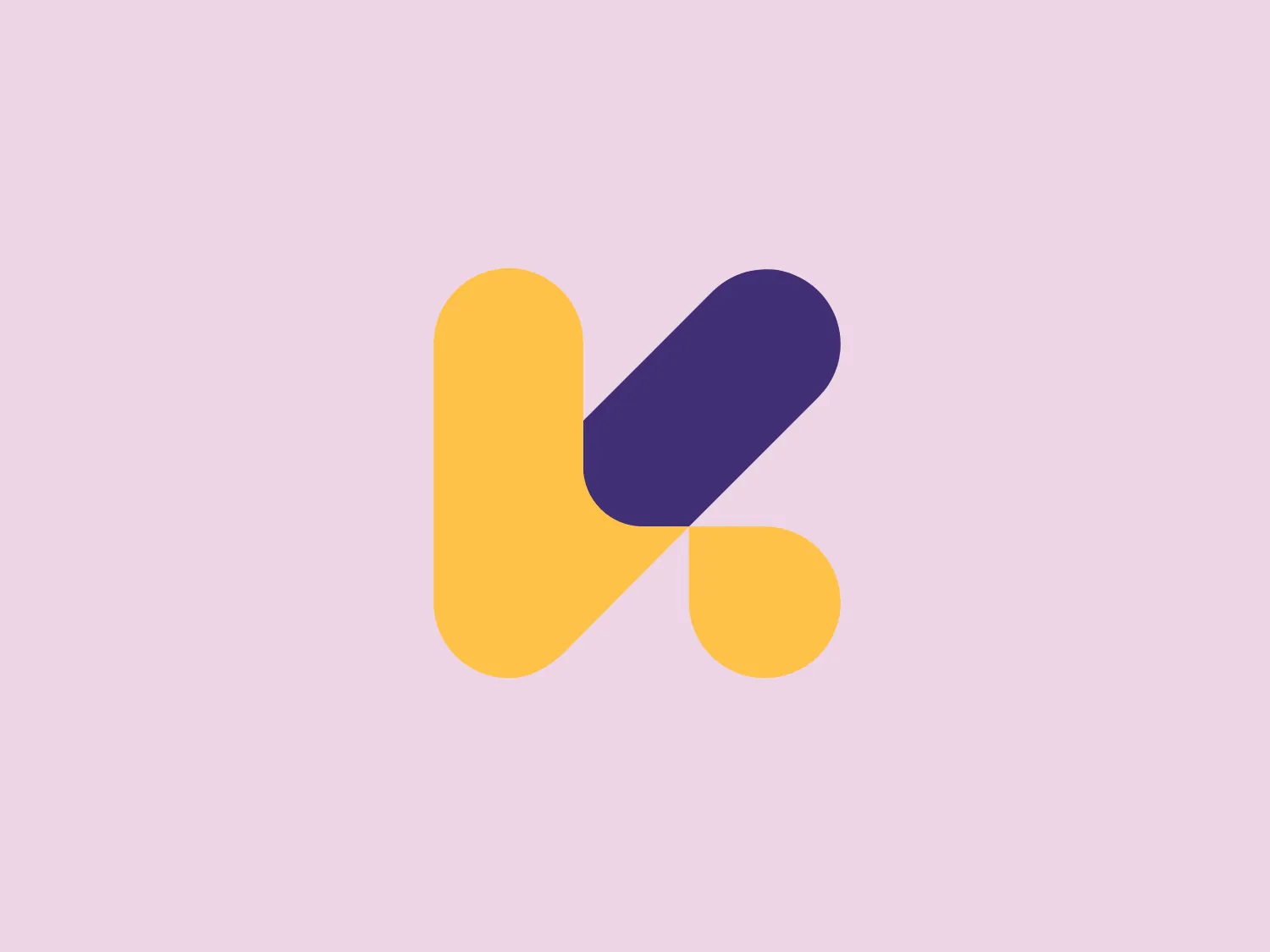 The Klazia logo showcases a modern and minimalist design, featuring overlapping geometric shapes in golden yellow (#F7D358), deep purple (#6C63FF), and muted yellow (#FFEBA4). The primary shape forms a stylized letter 'K', conveying a playful yet professional vibe with its soft, rounded corners. The use of flat colors and simple forms creates a sleek aesthetic, while the combination of colors suggests depth and harmony. A suitable background to provide contrast while maintaining harmony would be a soft pastel shade such as #EFE3CF.